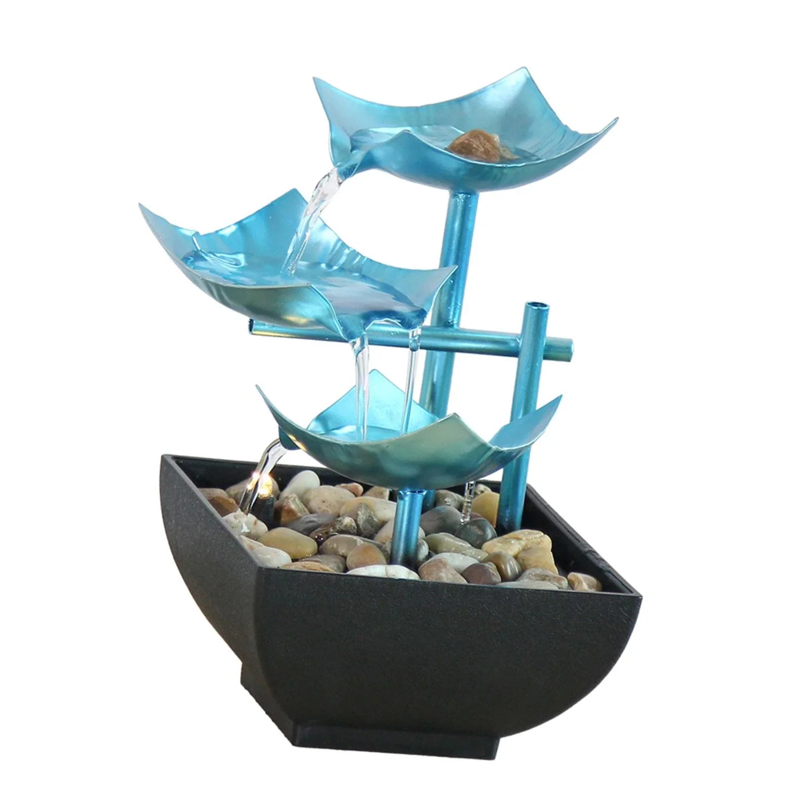 Menolana Tabletop Fountain; Indoor Fluidfall Fountain Desk with Circular Flow with River Rocks for Home Living Room Garden