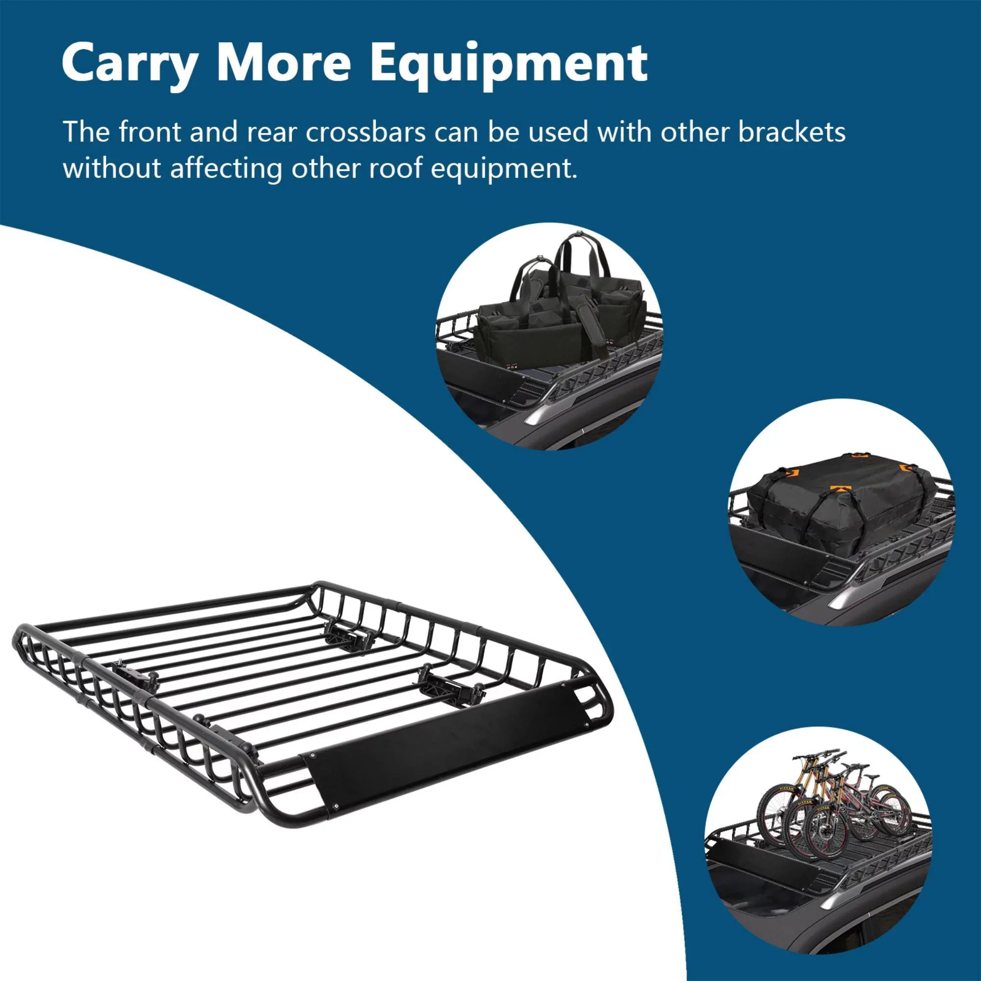 45" x 36" Universal Roof Rack Basket Heavy Duty Rooftop Cargo Rack; 150 lbs Cargo Carrier for Top of Vehicle for SUV; Truck; & Car Luggage Holder; Black