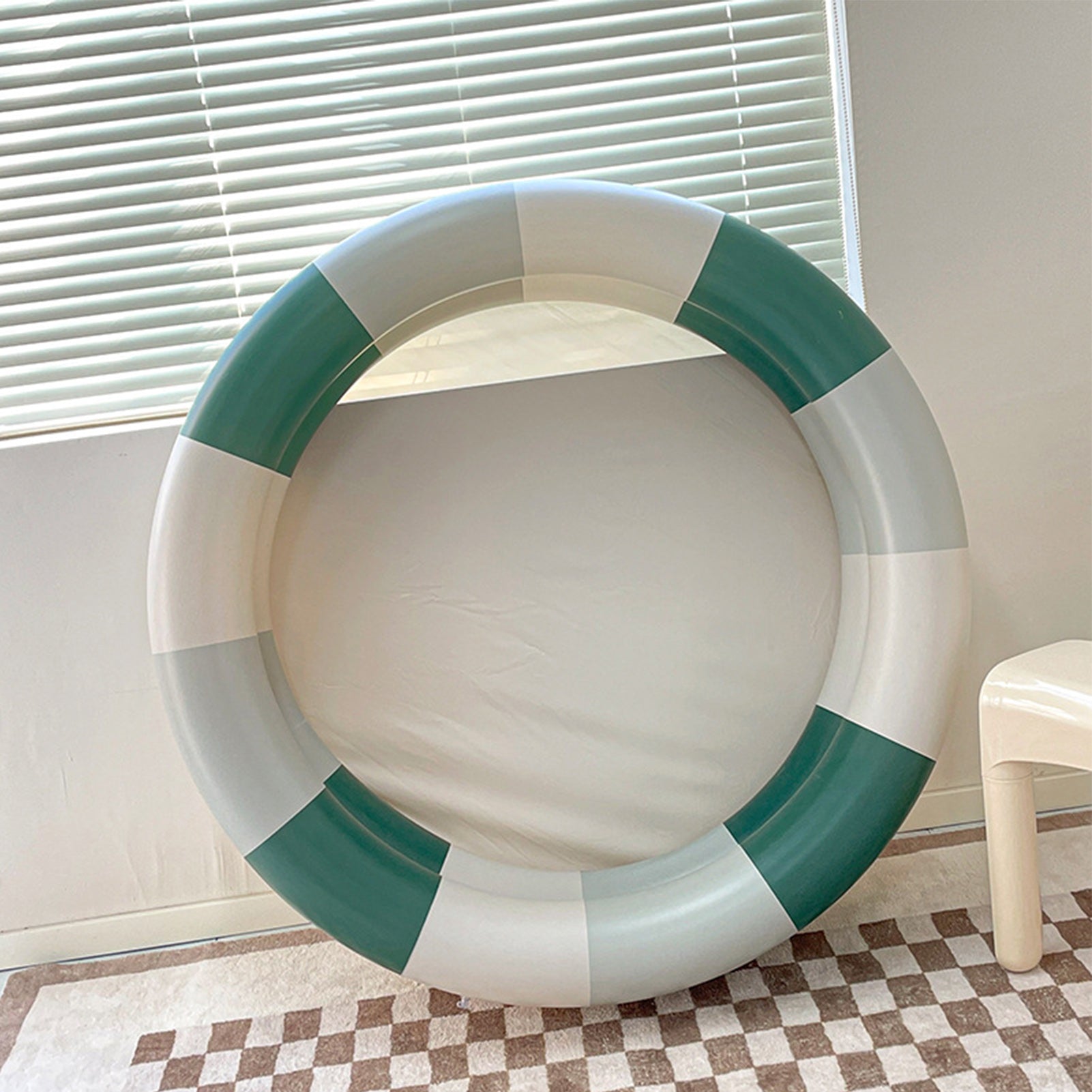 Goldmeet Inflatable Pool Baby Retro Blow Up Swimming Pool Family Cute Style Thickened Pool Green Stripe