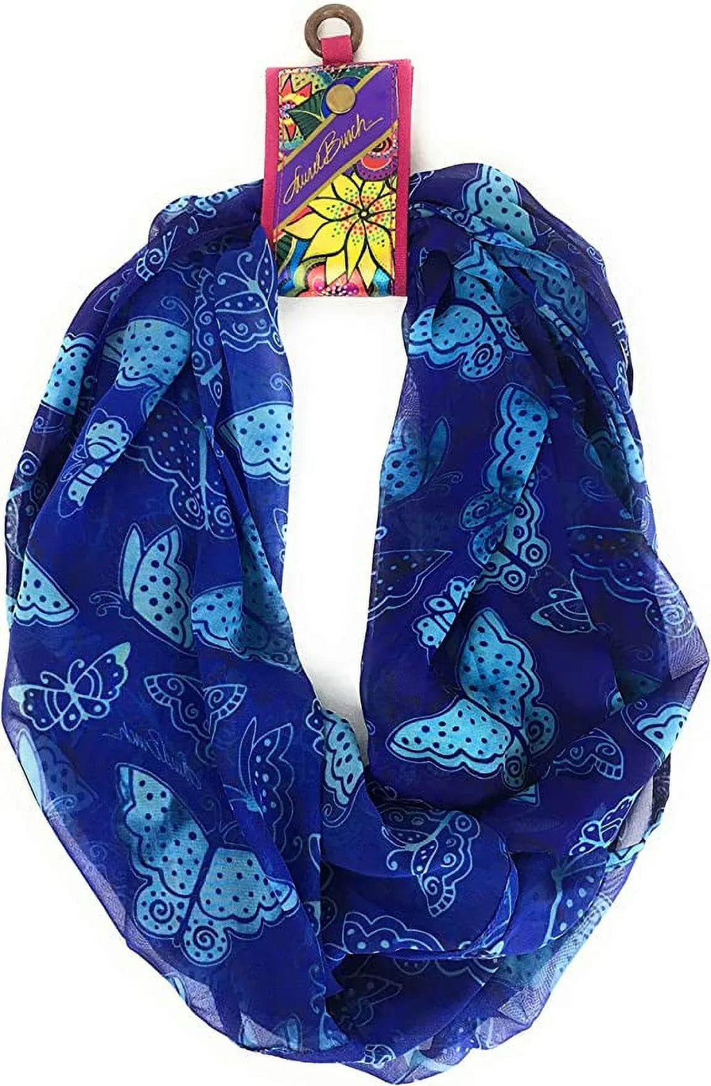 Laurel Burch Indigo Blue Butterflies Artistic Infinity Scarf - LBI227