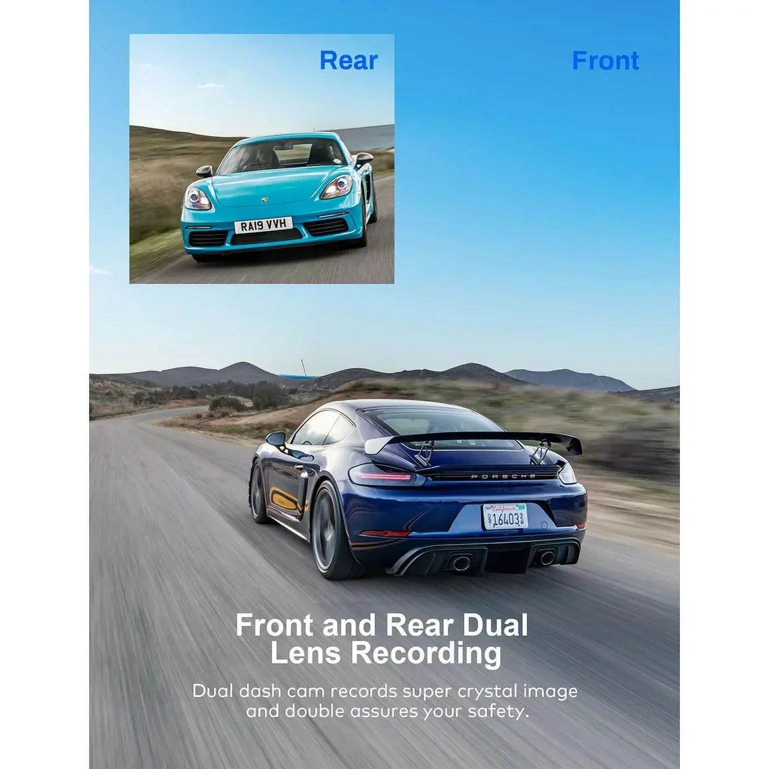 Dash Cam Front Rear; 1080P Dash Camera for Cars; 3” IPS Screen; External GPS Supported; 170°Wide Angle