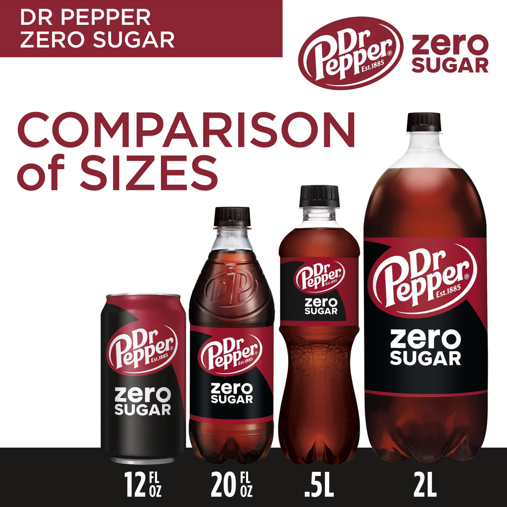Dr Pepper Zero Sugar Soda Pop; 12 fl oz; 24 Pack Cans