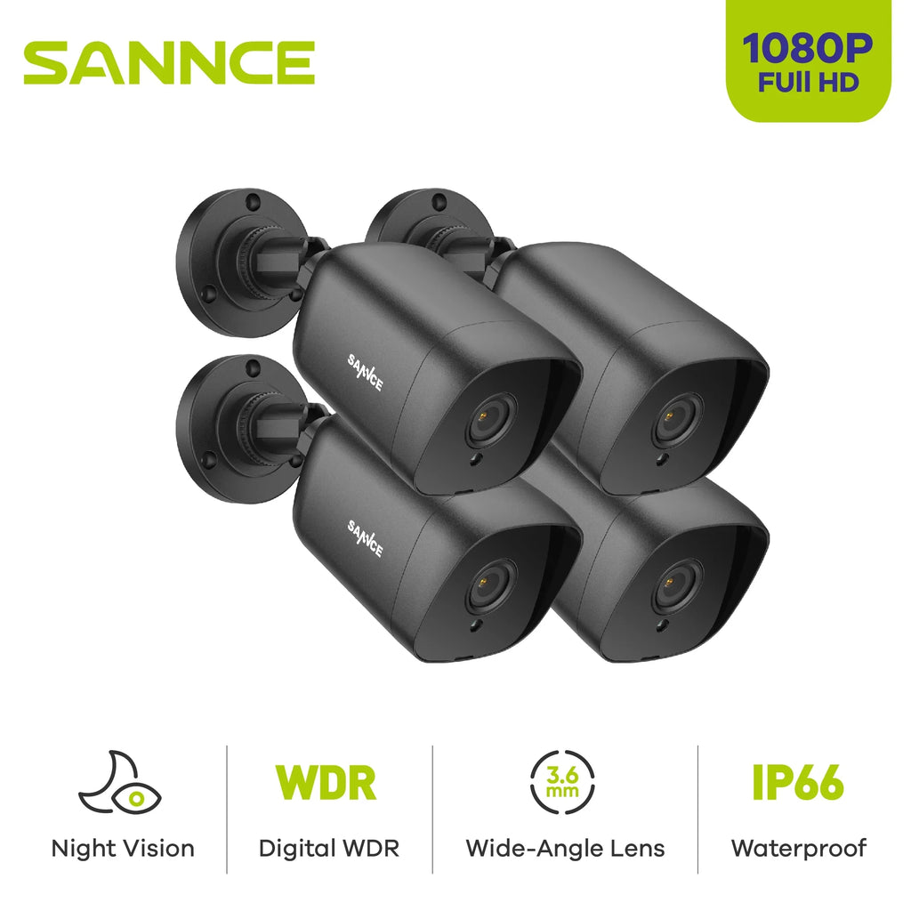SANNCE 1080p Full HD Wired Analog CCTV TVI-HD Security Camera for DVR Security Camera System with Outdoor IP66 Fluidproof 100 ft Night Vision
