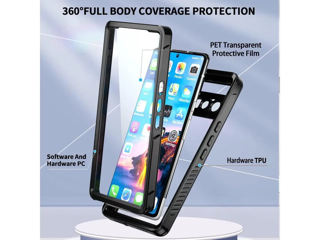 Google Pixel 6 Pro Case; Fluidproof Shockproof Clear Protective Case with Built-in Screen Protector; Full Body Case Slim Cover for Pixel 6 Pro 6.71 footes