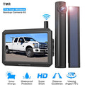 Auto-Vox Solar Wireless Backup Camera for Campervans; 2 Channel Wireless License Plate Back Up Rear View Camera with Solar Panel for Trucks Trailers (TW1)