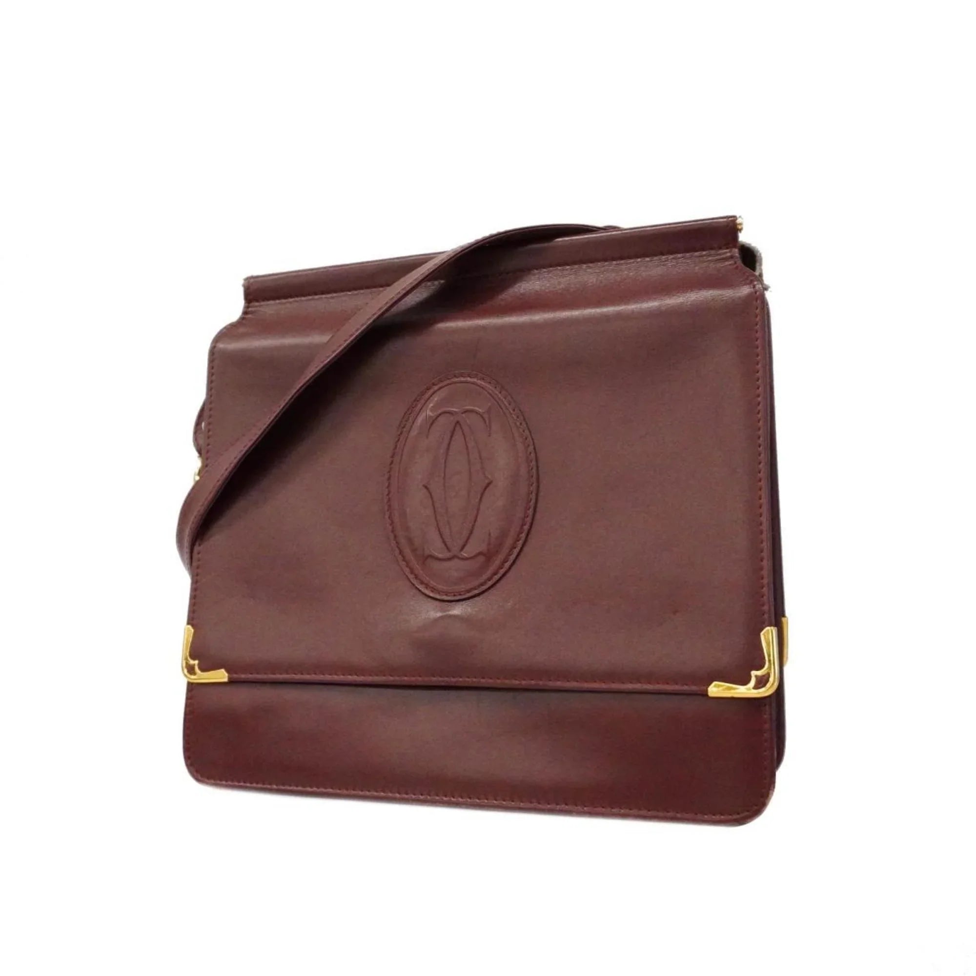 Pre-Owned Cartier Shoulder Bag Must Leather Bordeaux Women's (Good)