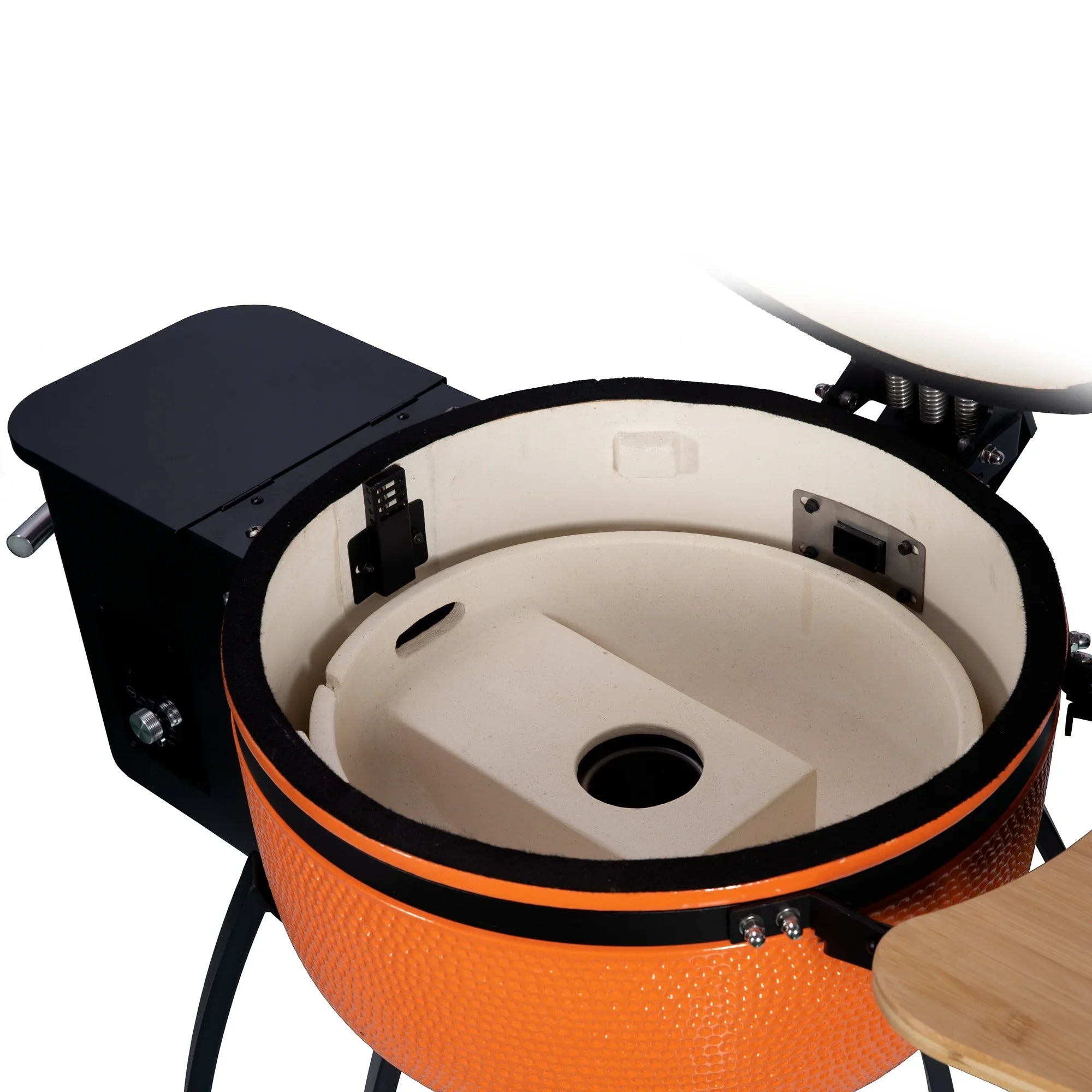 24 "Ceramic Pellet Grill with 19.6" diameter Gridiron Double Ceramic Liner 4-in-1 Smoked Roasted BBQ Pan-roasted for Outdoors Patio;Orange