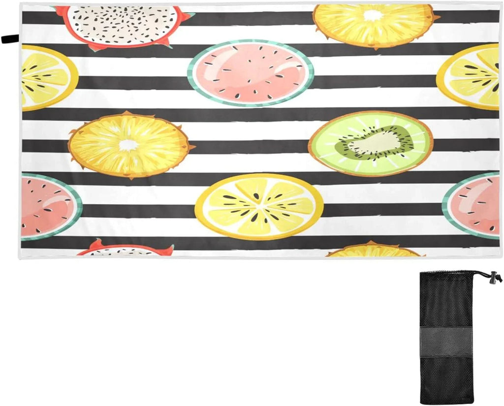 Bestwell Tropical Fruit Slice Beach Towel Oversized Towel Blanket; Thin Lightweight Microfiber Sand Free Quick Dry Towel; 30”X60” Multipurpose Pool Bath Yoga Swim Shower Towel