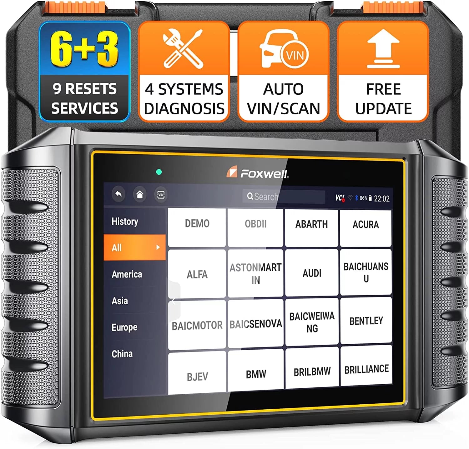 Newest Version FOXWELL NT716 OBD2 Scanner Automotive Diagnostic Tool 9 Maintenance Engine Airbag ABS Transmission Four System Scanner Car Code Reader Injector DPF BMS ABS SAS OIL TPMS EPB TPS Reset