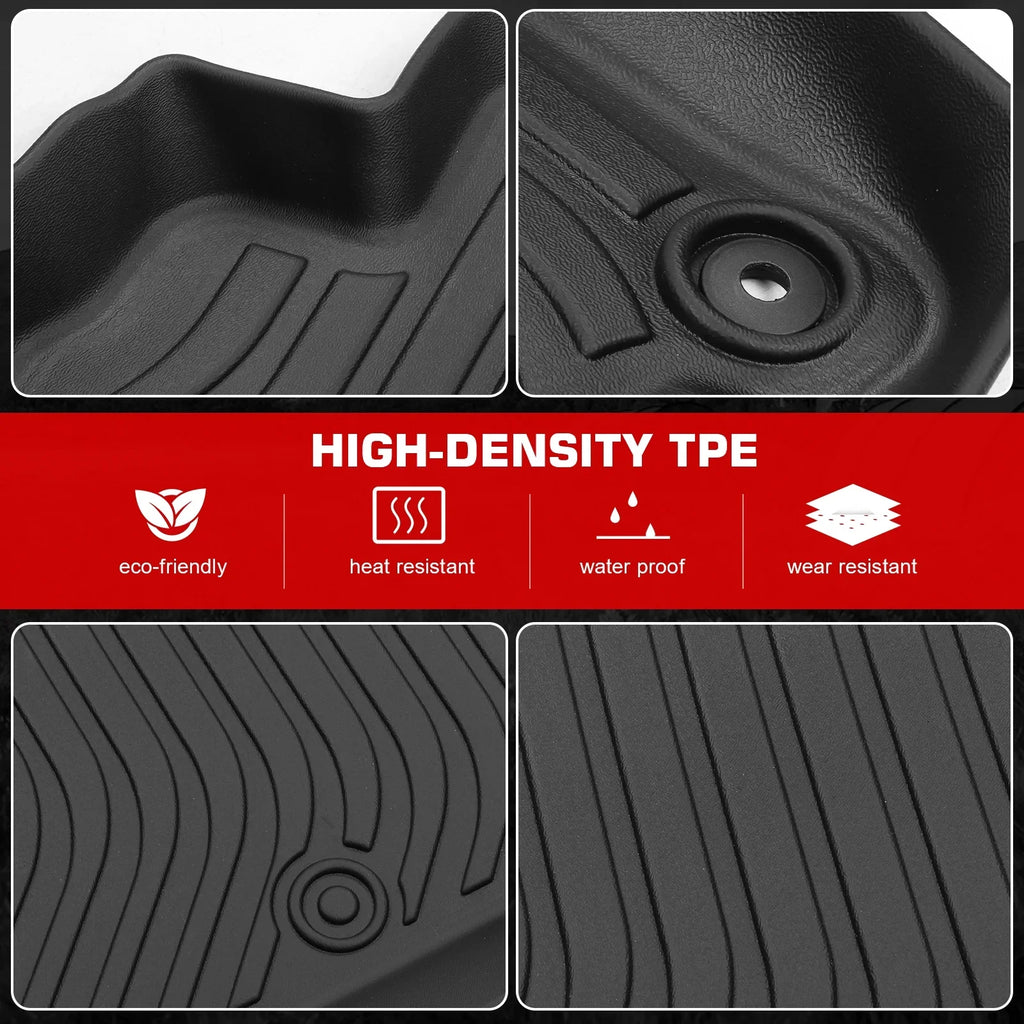 Ikon Motorsports Floor Mats & Trunk Mat Compatible With 2023-2024 Toyota Prius ; Black 3D Molded Carpets Liner 1st 2nd Row Front Rear Pad 4PC TPE Thermo Plastic Elastomer All Weather Protector