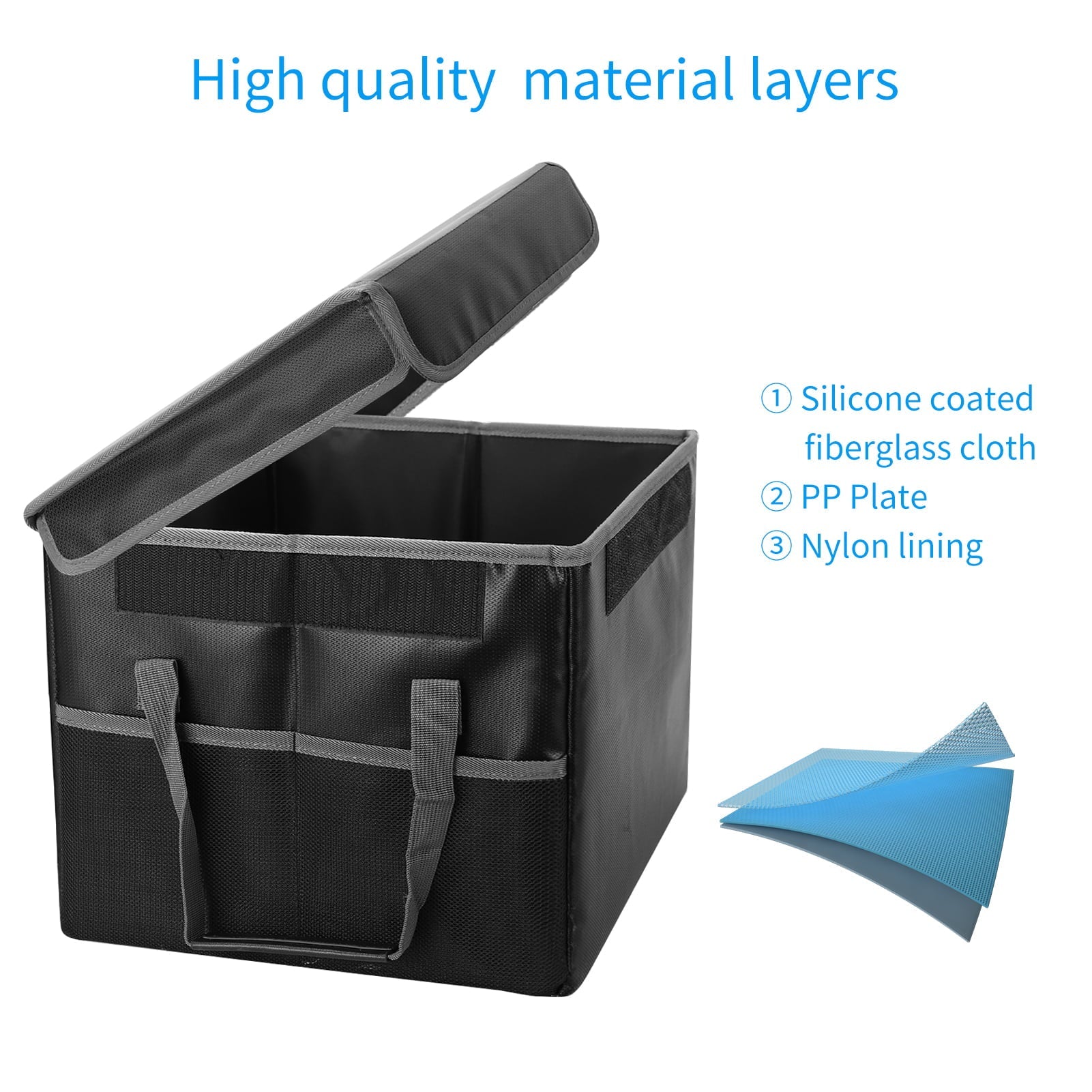 Irfora Fireproof Fluidproof Storage Box; Ideal for Home Office Car; with Lid and Sturdy Handles