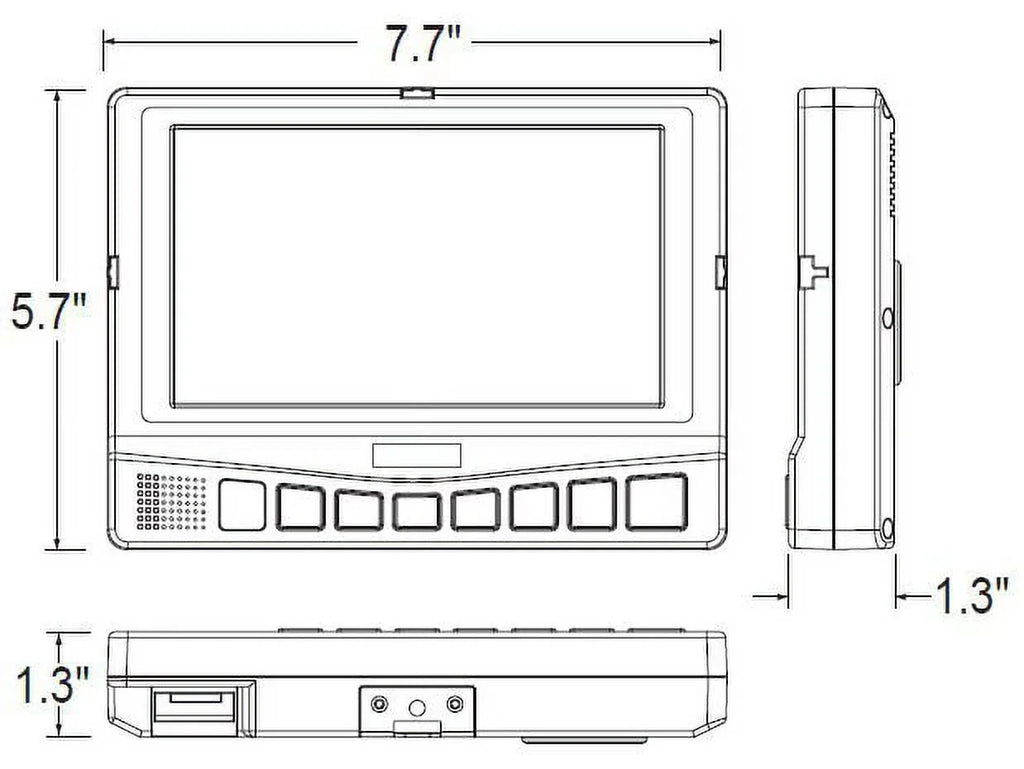 WDRV-7043M; 7" Color LCD Back Up Monitor with 3 camera inputs