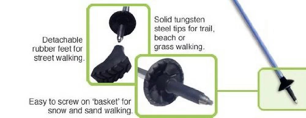 York Nordic Collapsible Trekking & Hiking Poles with Digital Camera Mount; Flip Locks; and Rubber Feet; Pair