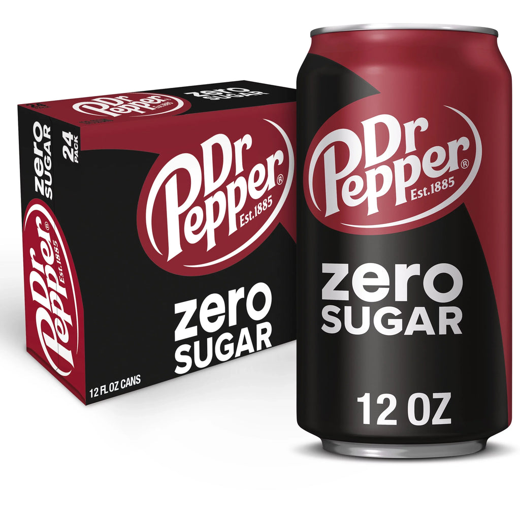 Dr Pepper Zero Sugar Soda Pop; 12 fl oz; 24 Pack Cans