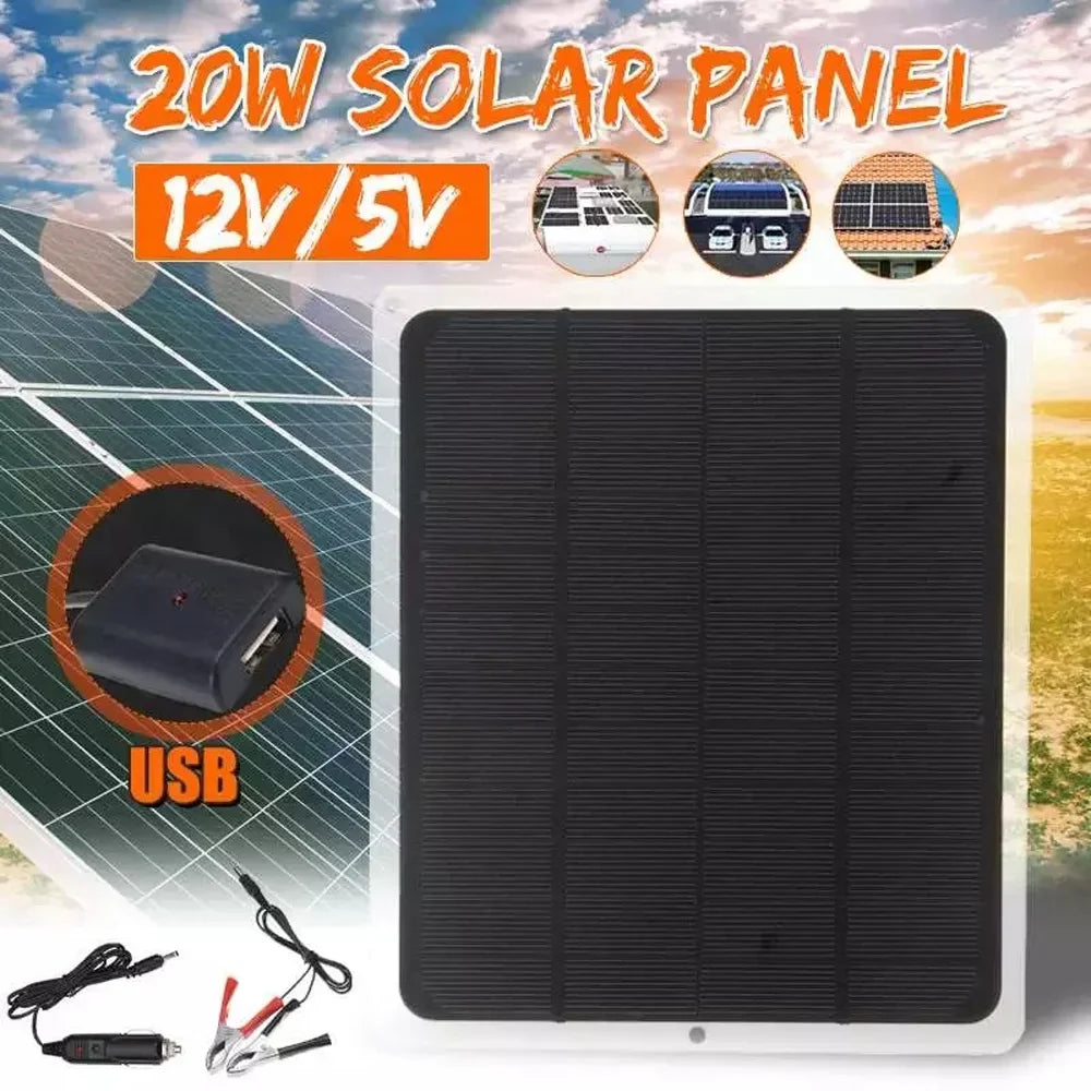 moobody 20W Removable Solar Panel; Portable Solar Power Recharger for Camping Hiking Car Light Ventilator