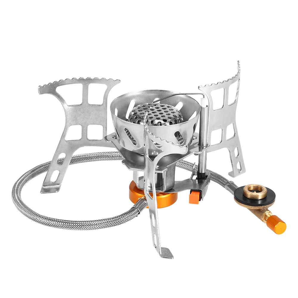 Dcenta Portable Windproof Camping Gas Outdoor Cooking Foldable Split with Gas Conversion Head Adapter