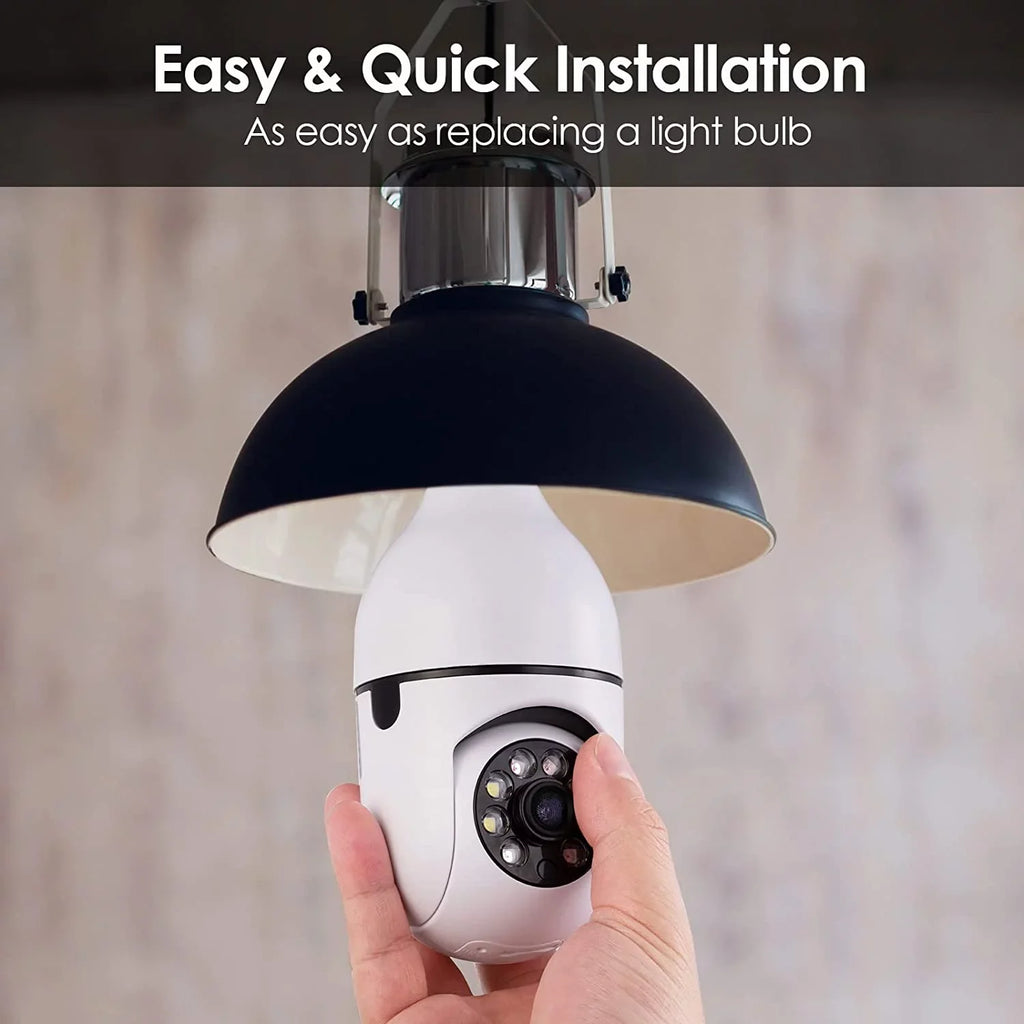 Light Bulb Camera; 1080P Wi-Fi E27 Security Camera; 360 Degrees Outdoor Surveillance Camera; Full-Color Camera Mobile Phone Remote View and Night Vision(2 PCS)