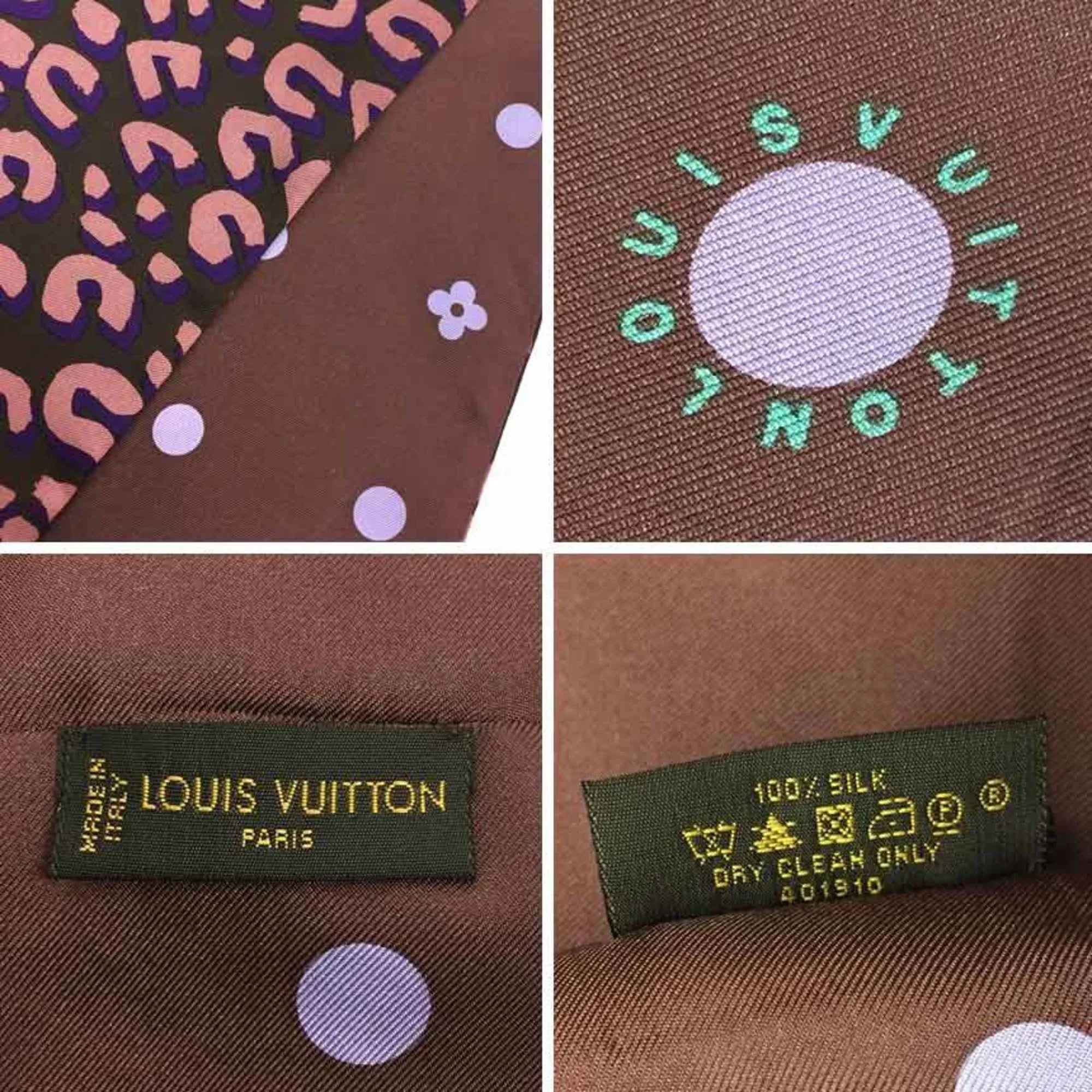 Pre-Owned LOUIS VUITTON Scarf Muffler Snood Reversible Leopard x Dot Pattern 100% Silk Vuitton aq8357 (Good)