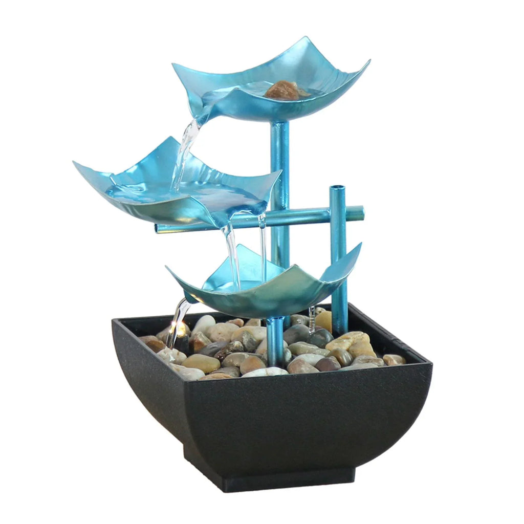 Menolana Tabletop Fountain; Indoor Fluidfall Fountain Desk with Circular Flow with River Rocks for Home Living Room Garden