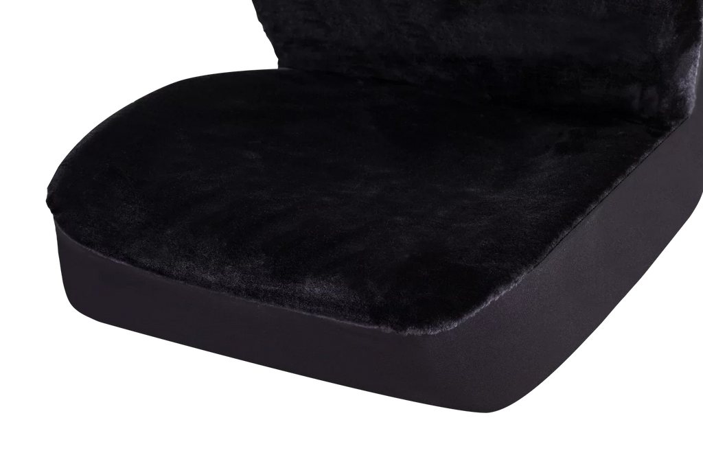 Auto Drive 2 Piece Car Seat Covers High Back Soft Faux Fur Polyester Black; Universal Fit; 2002SC101