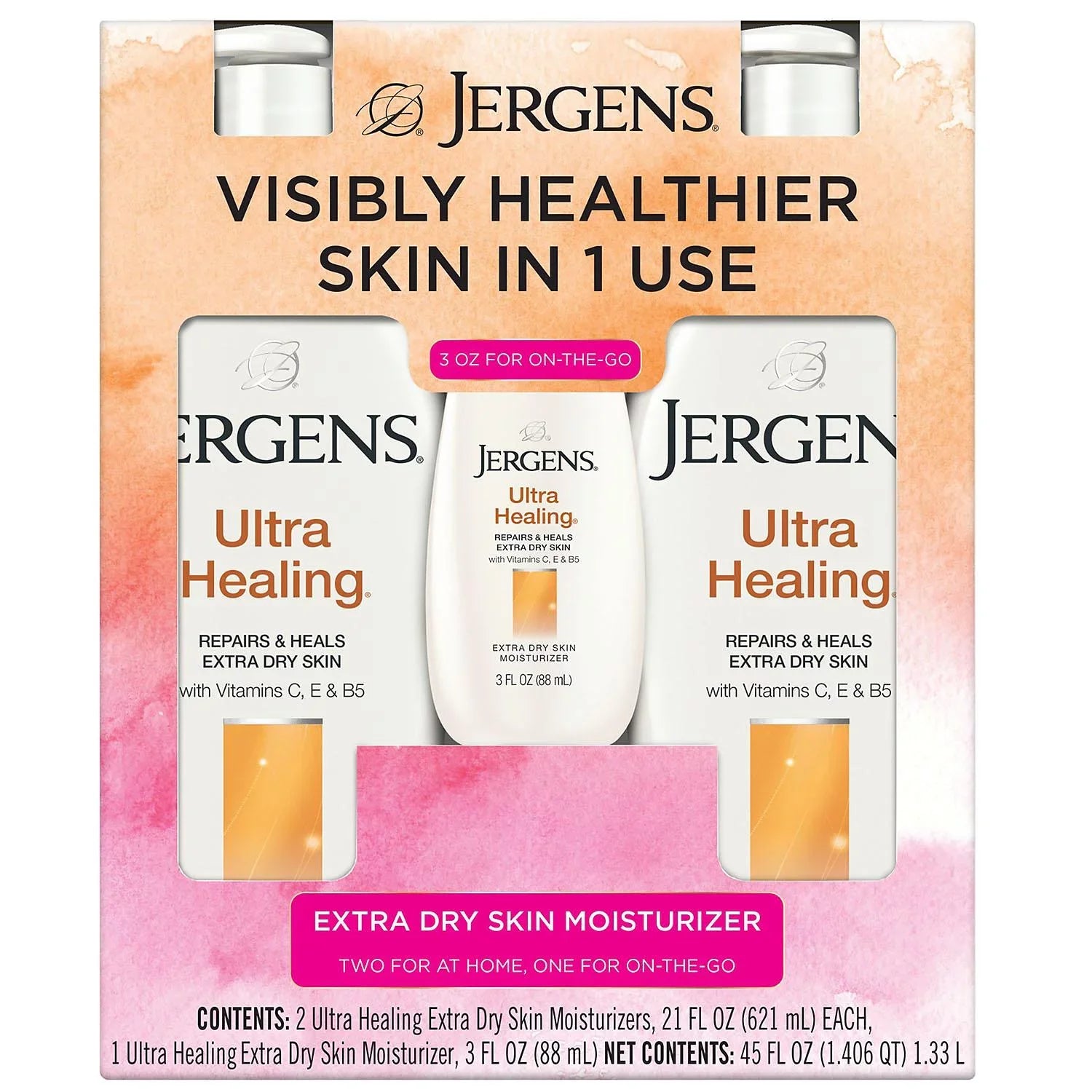 The Jergens Ultra Healing Extra Dry Skin Moisturizers (2 - 21 fl. oz. & 1 - 3 oz.)