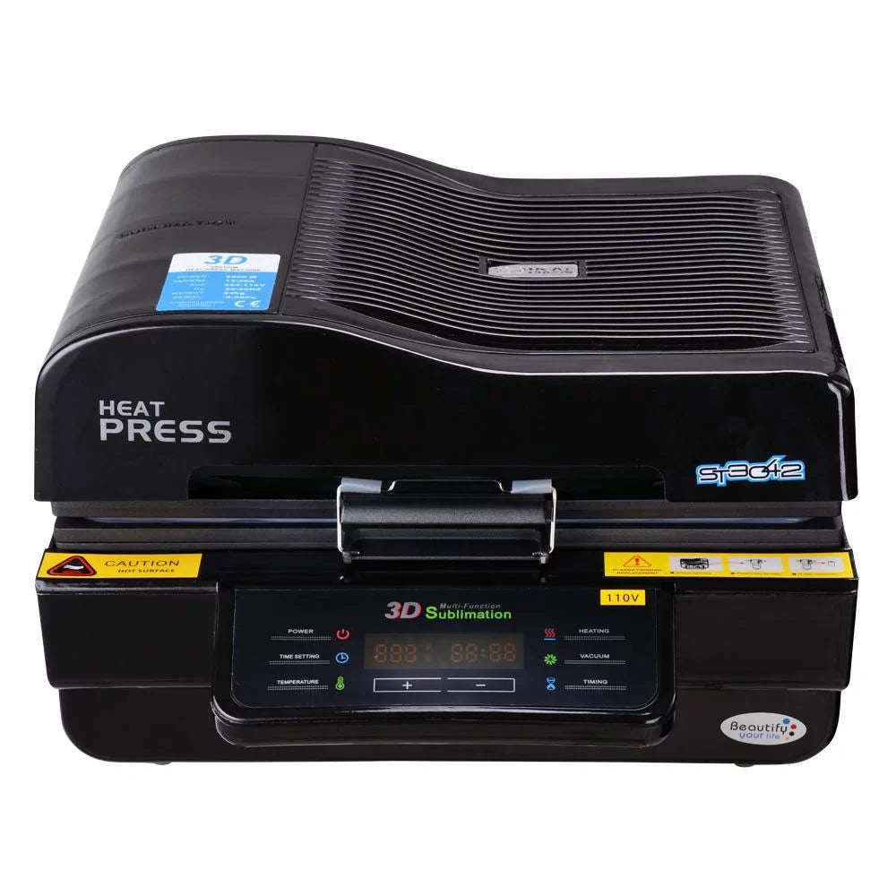 INTBUYING 3D Vacuum Sublimation Heat Press Device Mug Paper Inks Tape Rubber Clamps Transfer KIT