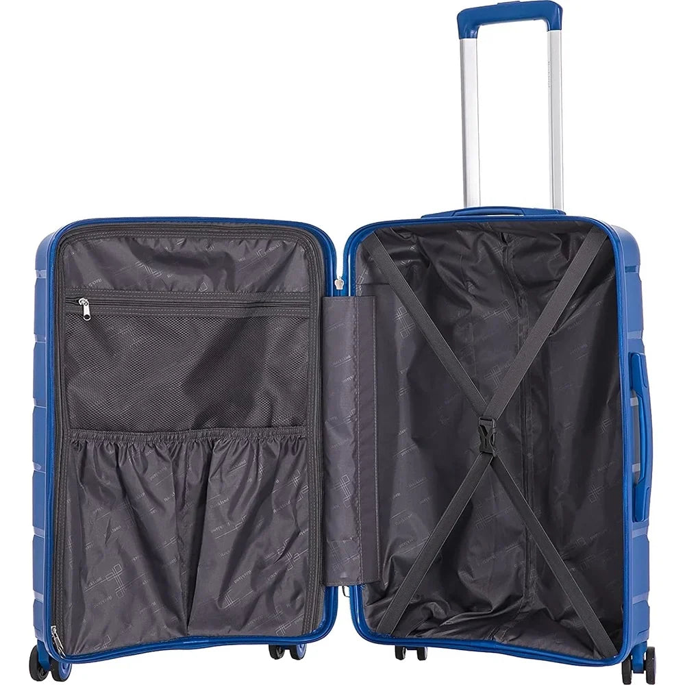 Rockland Pasadena Hardside Spinner Wheel Luggage; Blue; 19"; 23"; 27"- (Open Box)