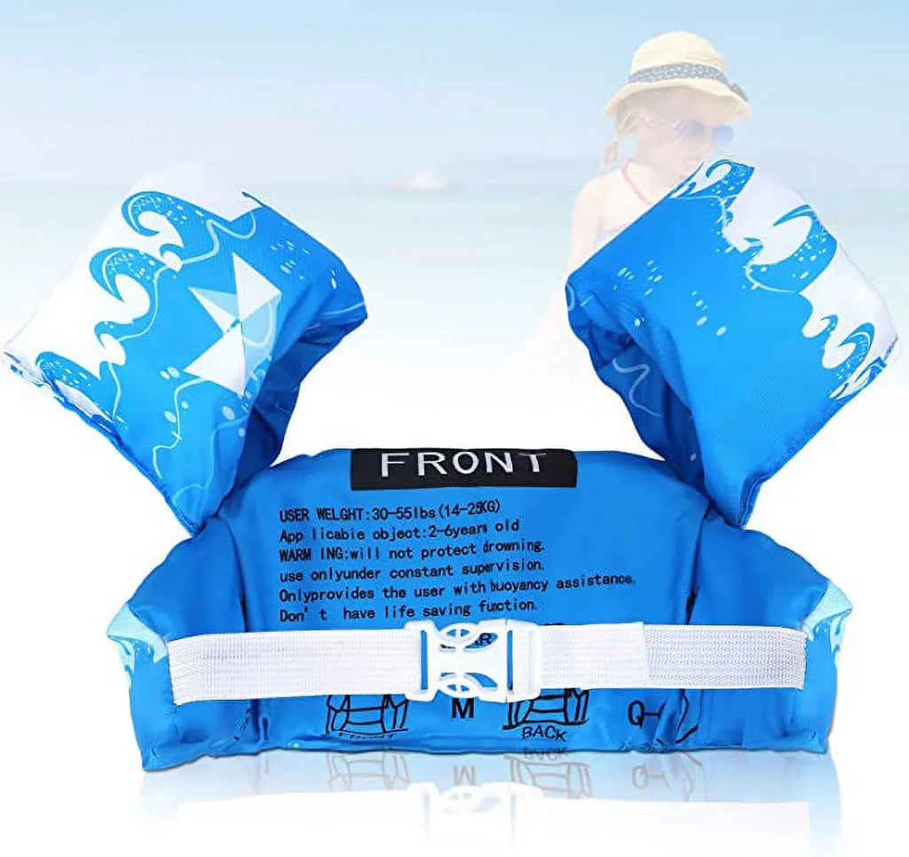 Kids Swim Life Jacket Vest for Toddler 22-66 lbs Swimming Pool; Adjustable Strap Swimming Jacket with Swimming Goggle for Girls & Boys 3-14yrs; Suitable for Learning Swim Training Equipment