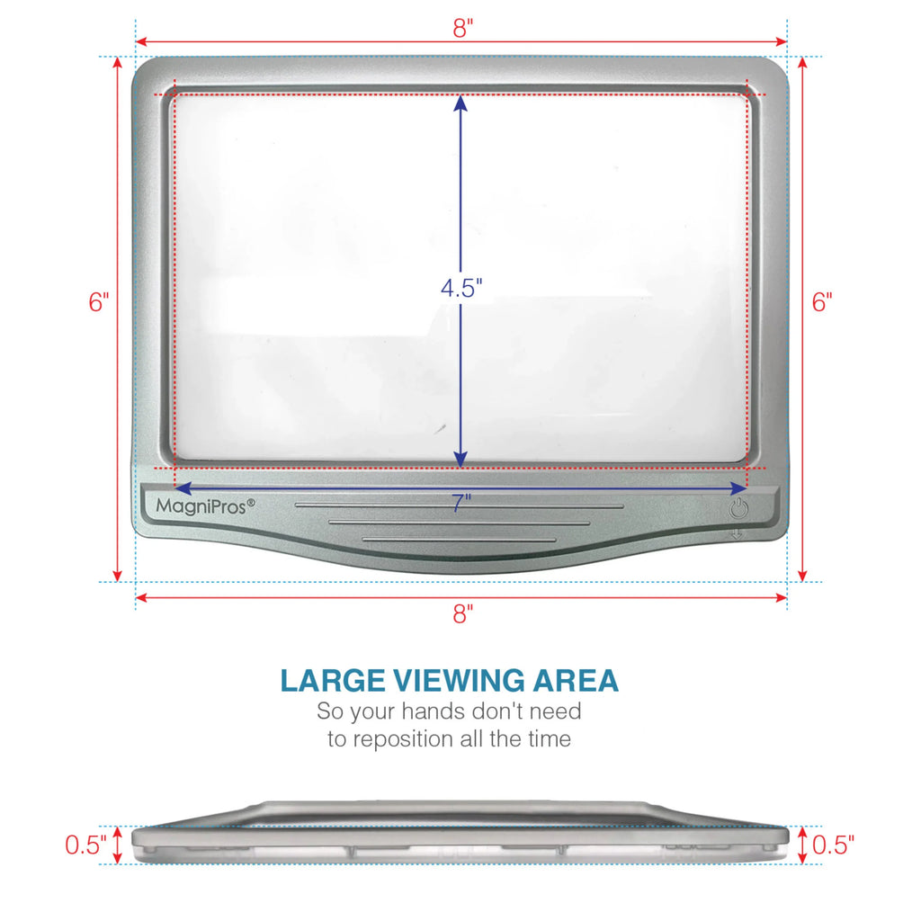 MagniPros 5X Large LED Page Magnifier for Reading & Anti-Glare Lens to Reduce Eye Strain-Perfect for Small Print; Aging Eyes; Low Vision & Seniors