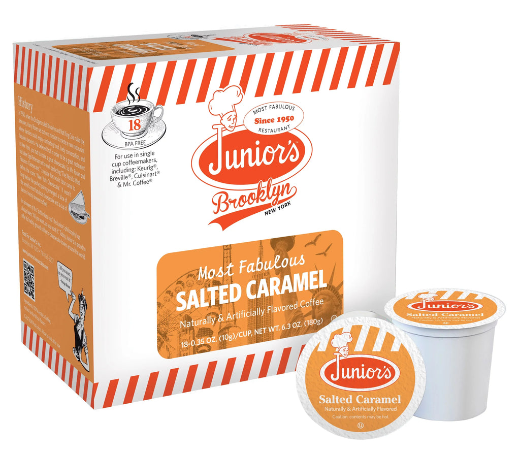 Junior's Most Fabulous Salted Caramel; Medium Roast Single Serve Cups 2 Boxes 18 Ct each