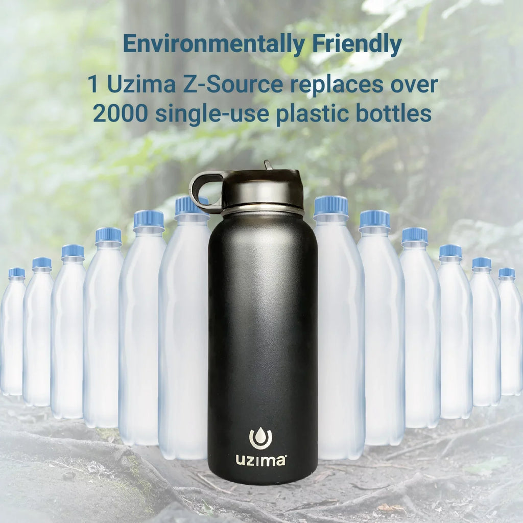 Uzima - Z-Source Filtered Bottle for Hiking; Backpacking; Camping; and Travel. Purification on the Go. Large 32oz Capacity with Double-Walled Stainless Steel Exterior. (Leopard)