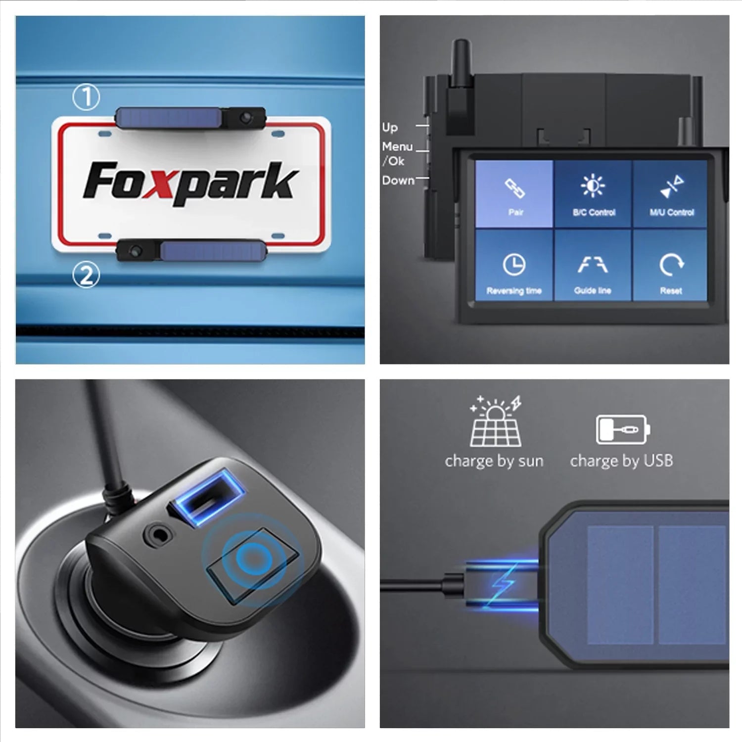 Foxpark Solar RV Wireless Backup Camera 5" Monitor Rear View Camera 2 Channels Trailer Reverse Camera for Van;Camper Highway Observations System (Solar 3)
