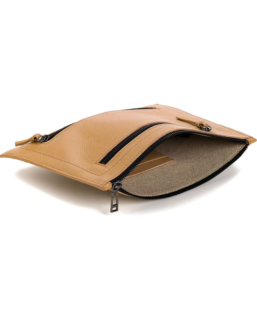 Botkier Chelsea Medium Leather Wristlet Clutch; Brown