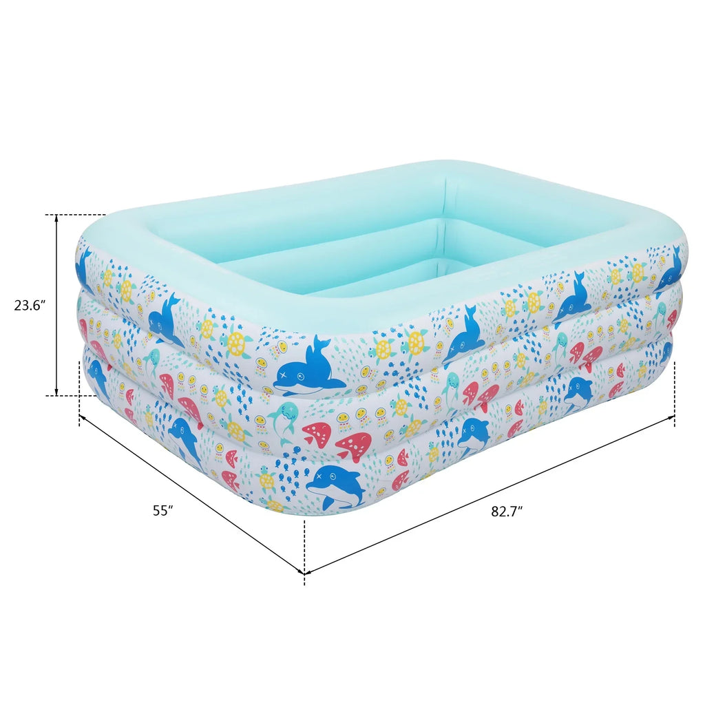 Inflatable Swimming Pool; Family Full-Sized Above Ground Swimming Pools;Inflatable Swim Pool for Kids; Indoor & Outdoor XH - 82.7"*55"*23.6"