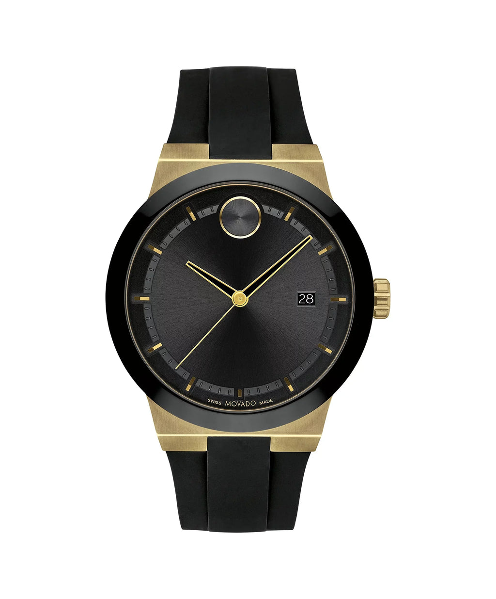 Movado Bold Fusion Swiss Ion-Plated Gold Steel Case; Silicone strap Men's Watch