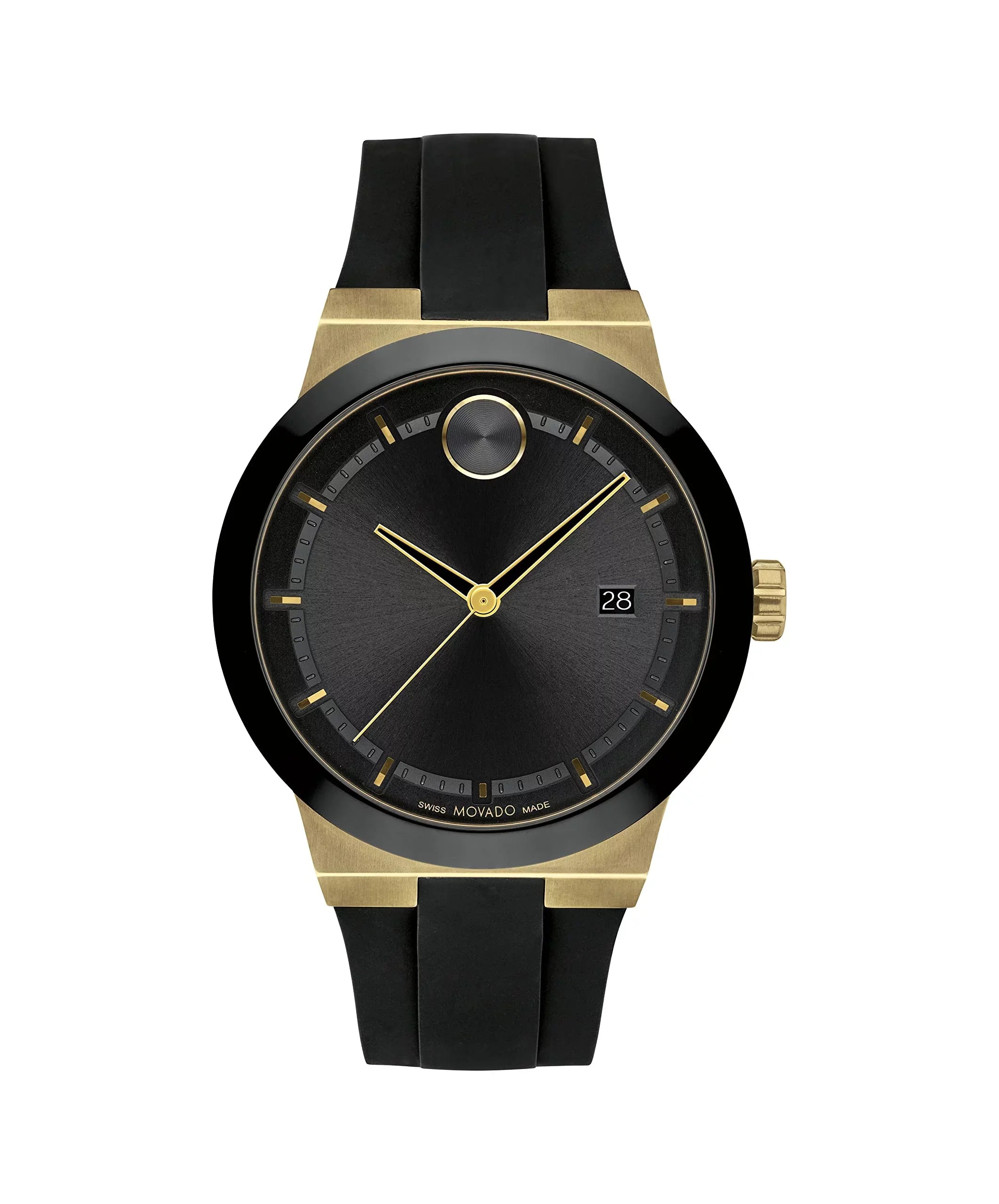 Movado Bold Fusion Swiss Ion-Plated Gold Steel Case; Silicone strap Men's Watch