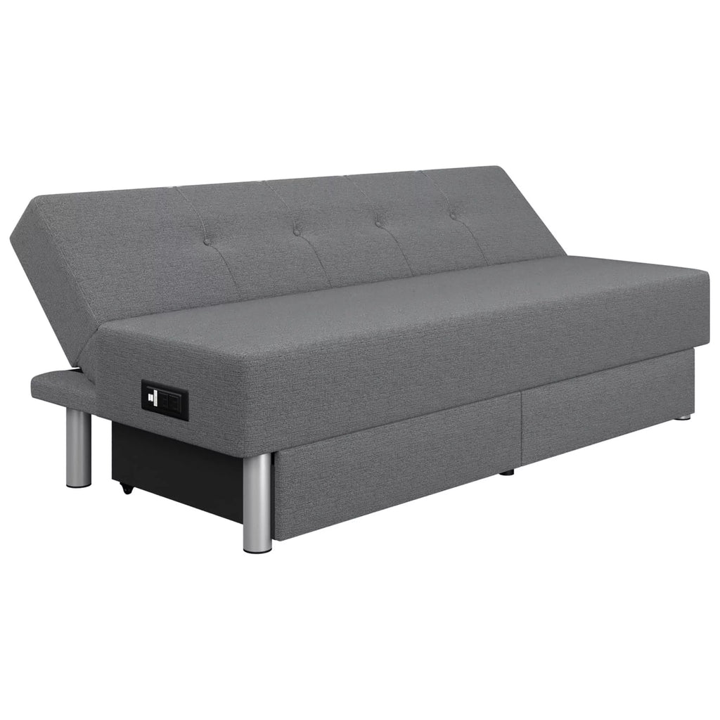 Serta Windsor Futon with Storage and Power; Gray Fabric