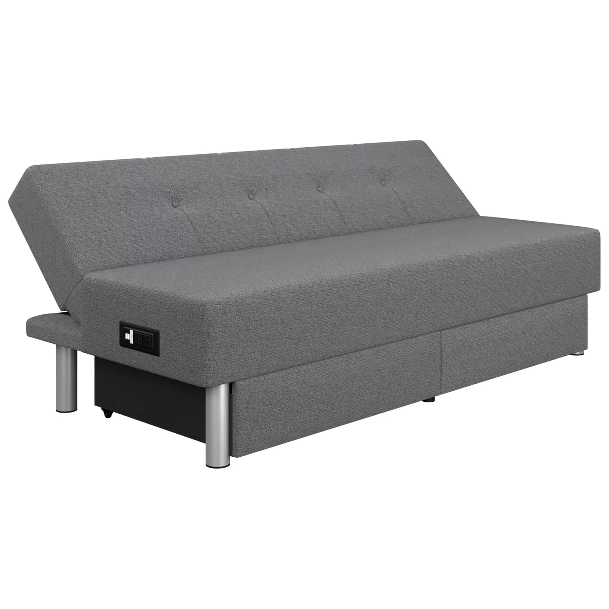 Serta Windsor Futon with Storage and Power; Gray Fabric