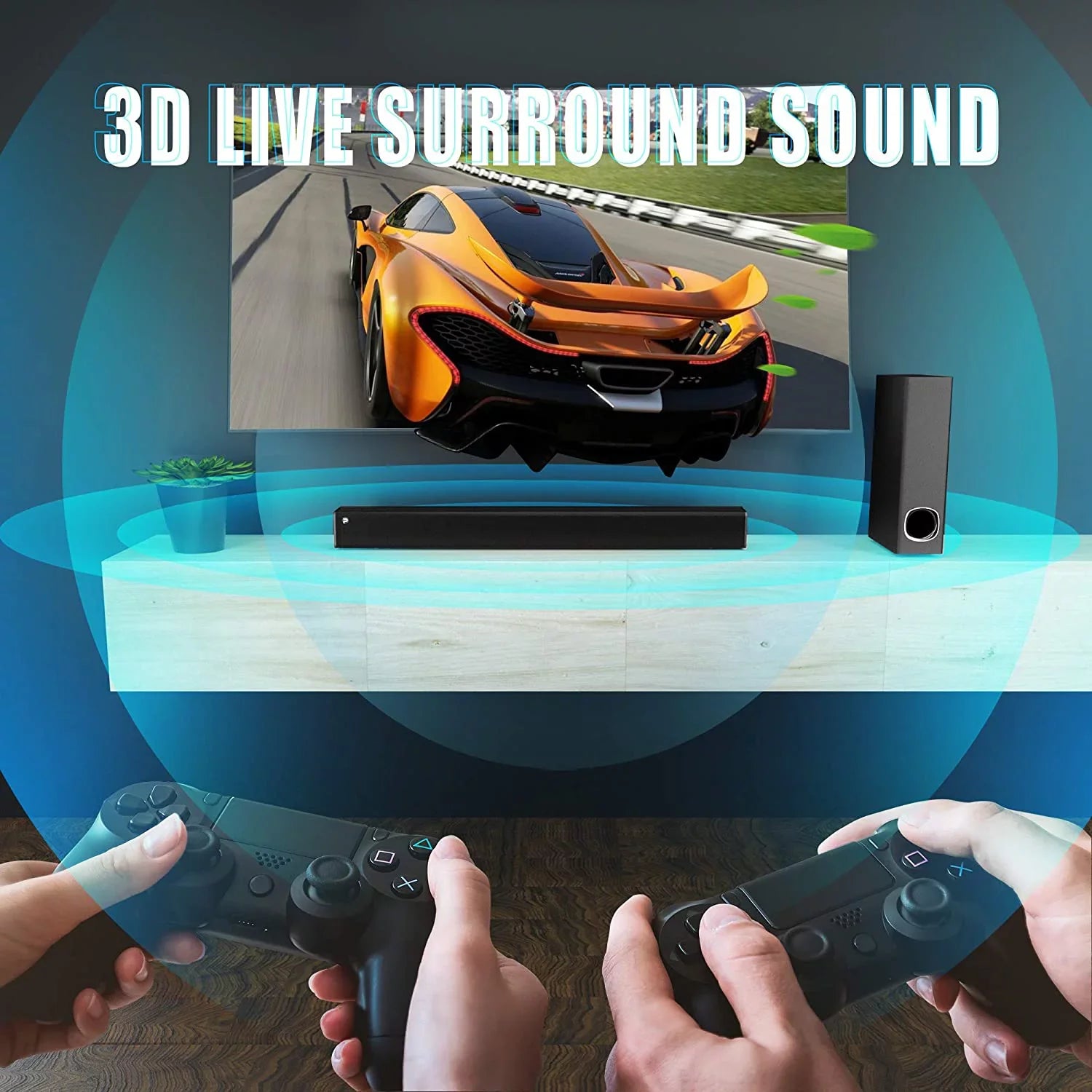 Sound Bar with Subwoofer; TV 2.1 CH Soundbar; Superior Surround Sound System; Works with 4K & HD & Smart TV;Bluetooth 5.0 Enabled (Model: P27; 120W)