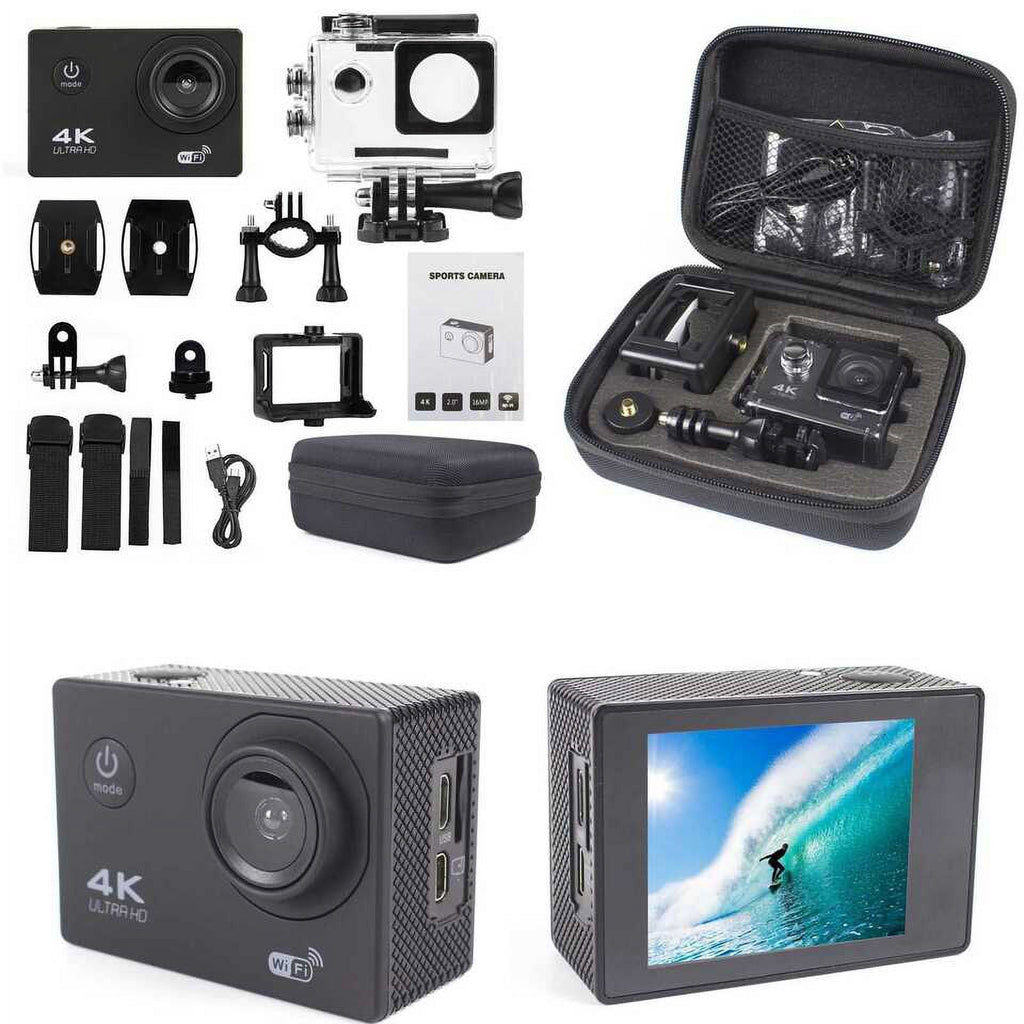 Action Camera HD 1080P Sports Camera Under 30M Fluidproof; TF Card; Battery; Carry Case Included