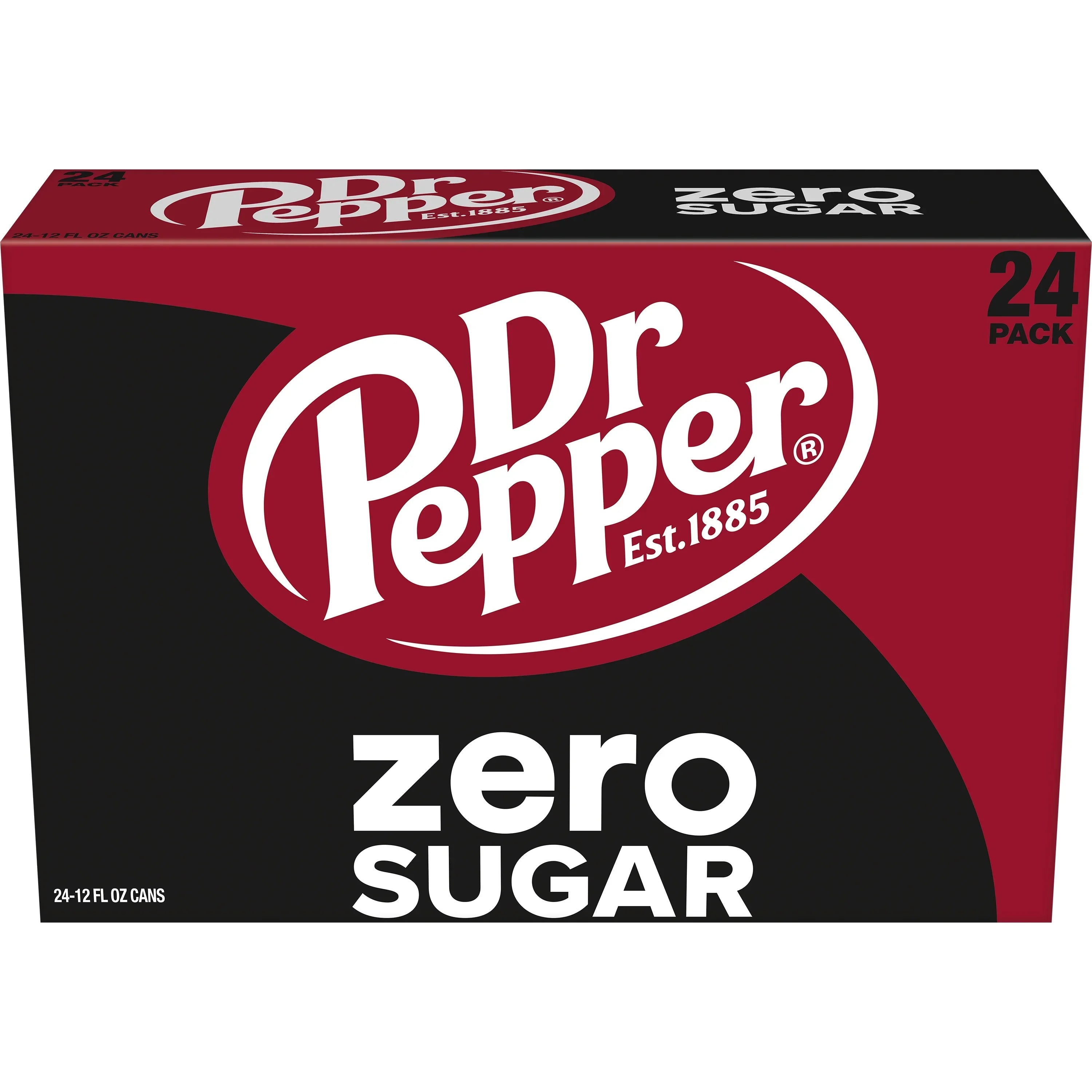 Dr Pepper Zero Sugar Soda Pop; 12 fl oz; 24 Pack Cans