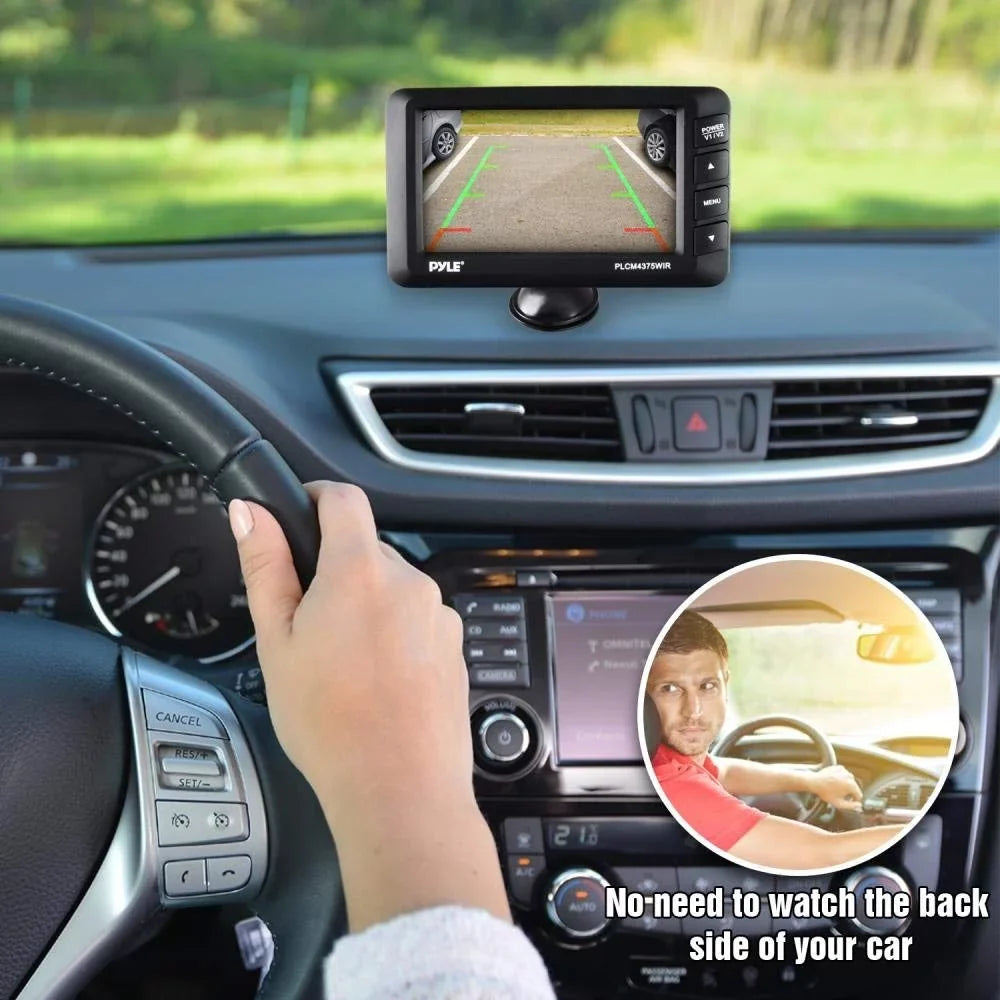 Pyle PLCM4375WIR Adjustable Rearview Backup Car Camera with 4.3 millimeter Monitor