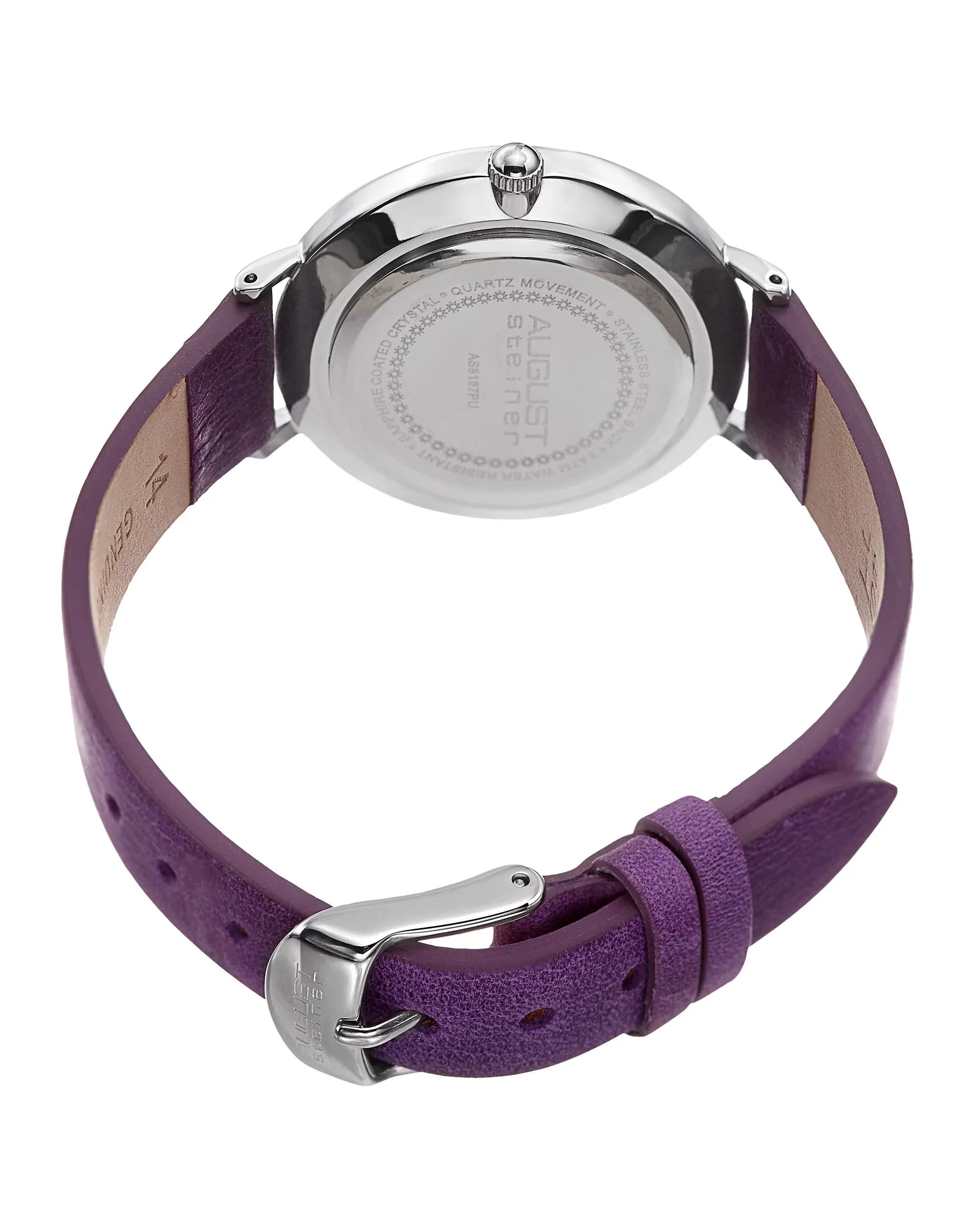 Women's AS8187 Silver-Tone Watch with Purple Leather Band
