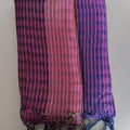 Tricolor Thin Striped Vegan Silk Shawl - Purple