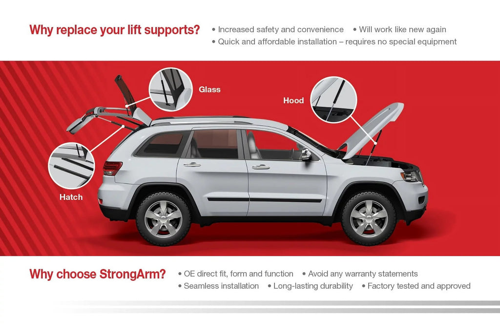 Qty 1 Made by Strong Arm 7176 Fits 300 300C 300S Sedan; Charger 2011-2021 Hood Lift Support with Steel