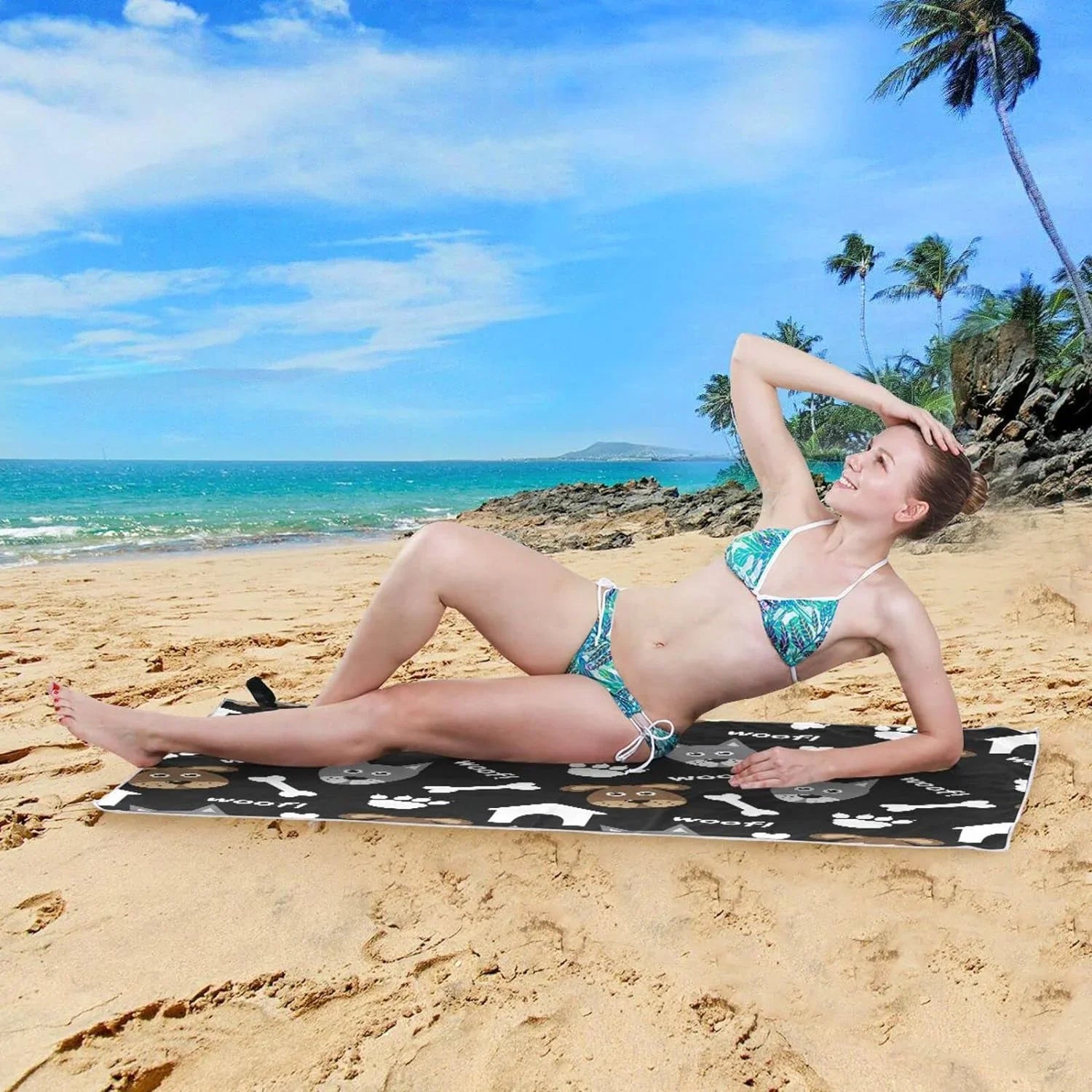 Bestwell Lovely Dogs Beach Towel Oversized Towel Blanket; Thin Lightweight Microfiber Sand Free Quick Dry Towel; 31”X71” Multipurpose Pool Bath Yoga Swim Shower Towel