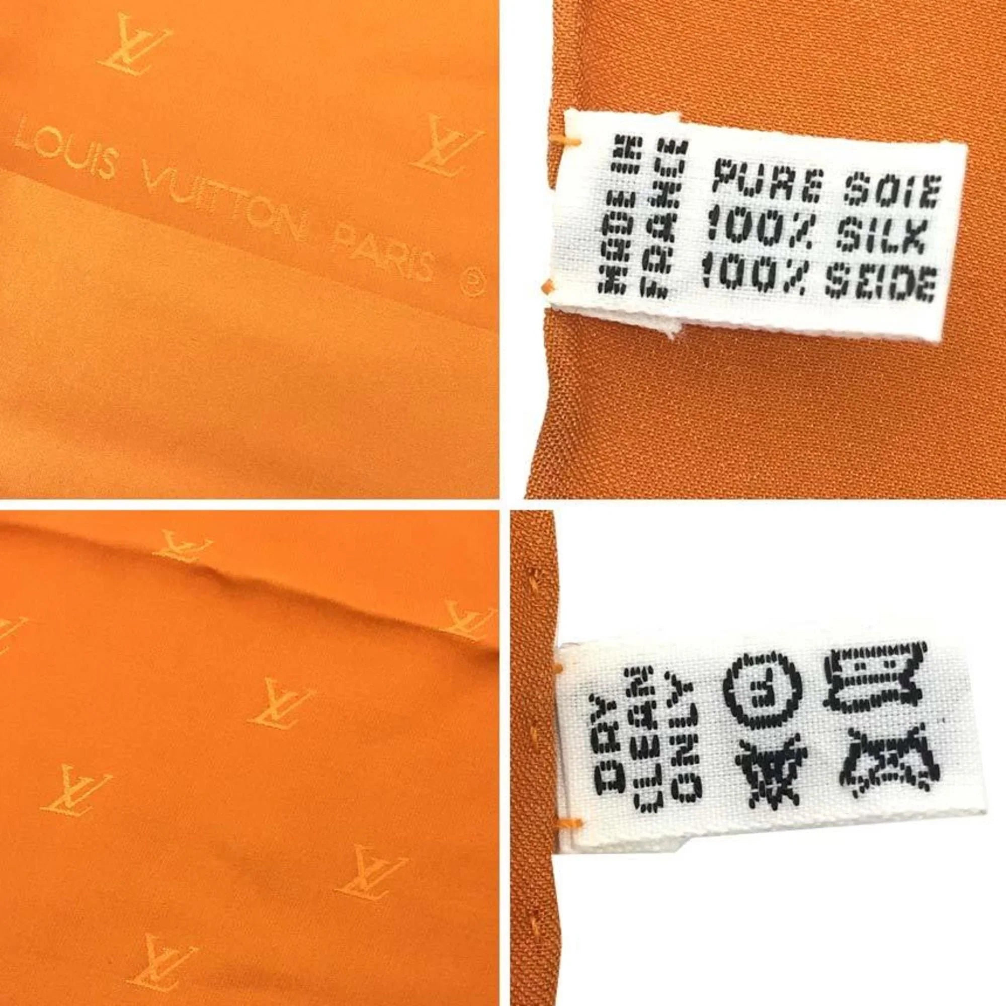 Pre-Owned LOUIS VUITTON Carré Monaco Scarf Muffler Monogram Orange 100% Silk Men's Women's Louis Vuitton (Good)