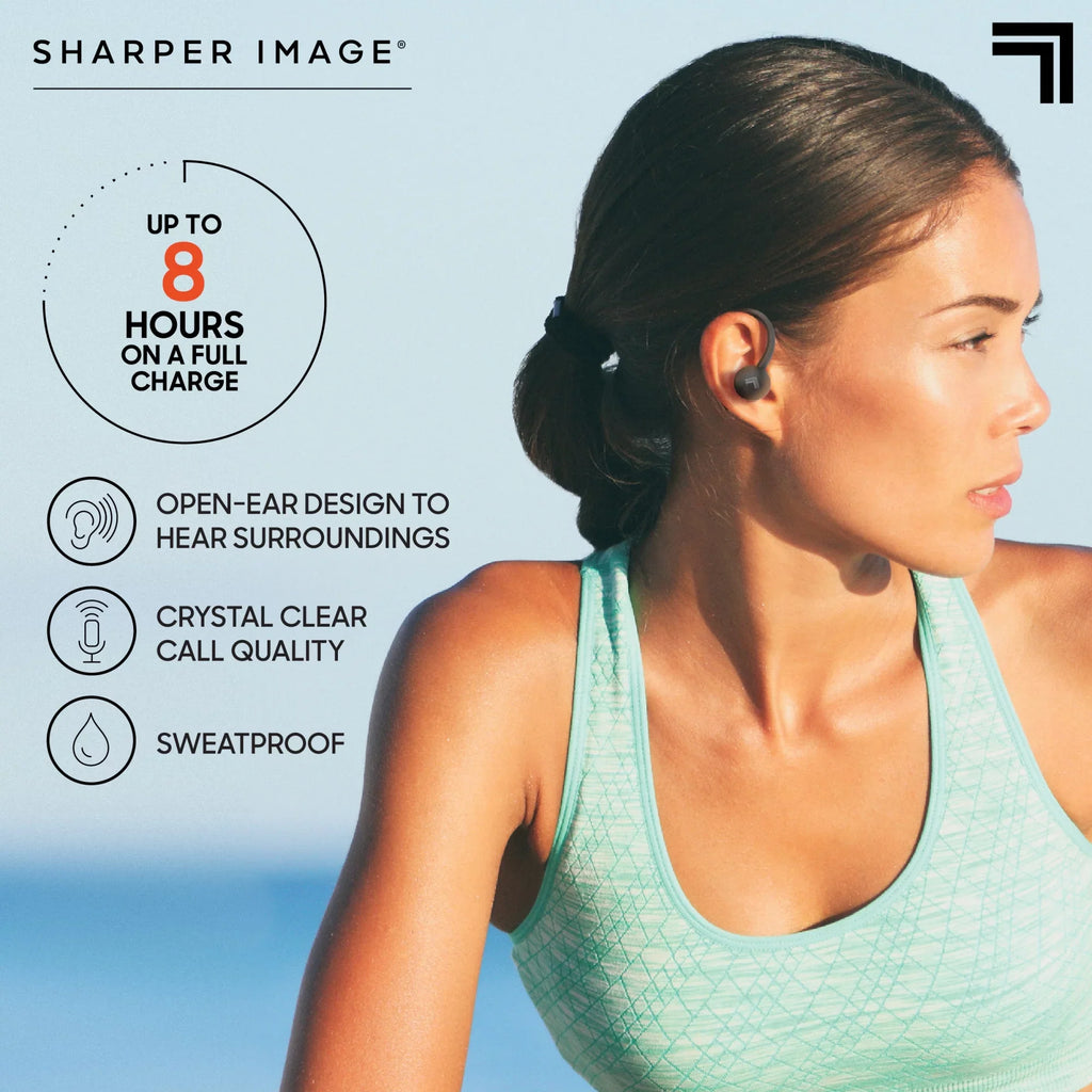 Sharper Image® SoundHaven® Sport True Wireless Bluetooth Earbuds with Qi Charging Case; Black