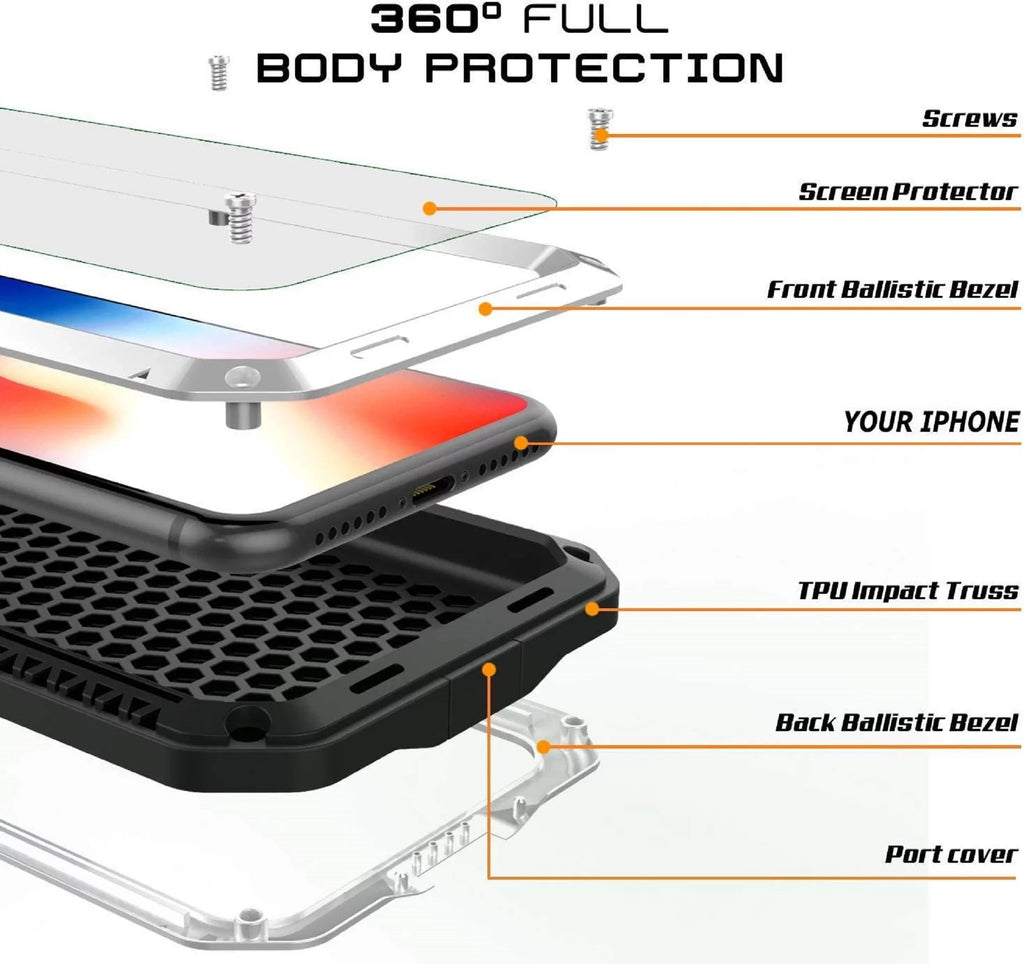 Gorilla Glass Aluminum Metal iPhone 5 Case (White) Heavy Duty Military Grade Shockproof and Scratch Resistant Protection; Rugged Outdoor Travel