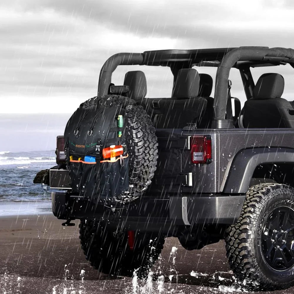 Large Capacity Tire Trash Backpack Spare Tire Tool Storage Bag SUV Trunk Organizer For Wrangle JK JL Off-Road Outdoors Recovery